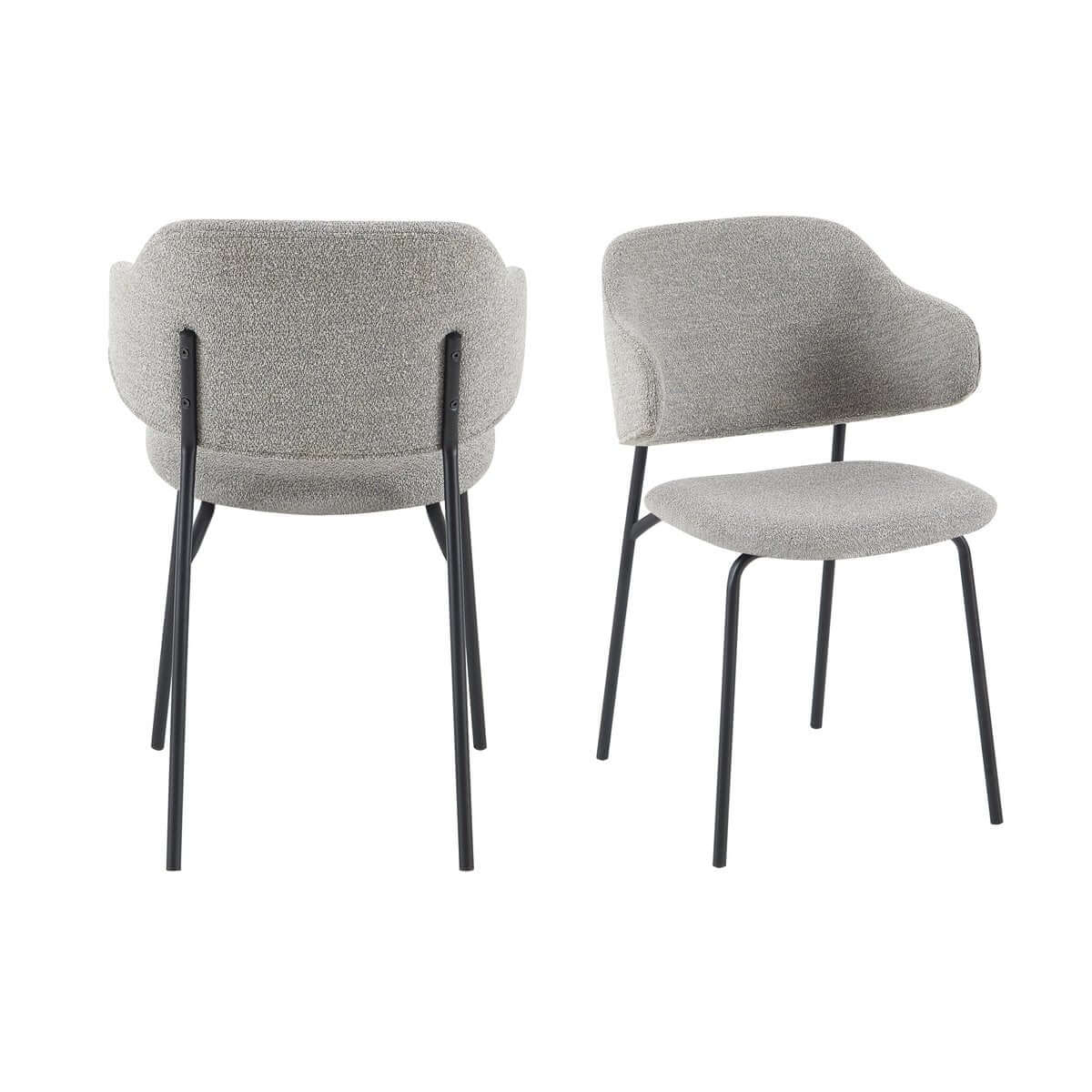 Bouclé armchair set of 2 light gray - SalesFever