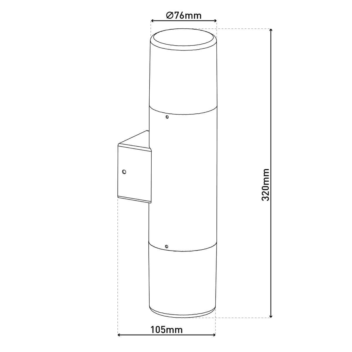 Buitenwandlamp “Torcia” – 32 cm | Zwart | Metaal & Kunststof | E27