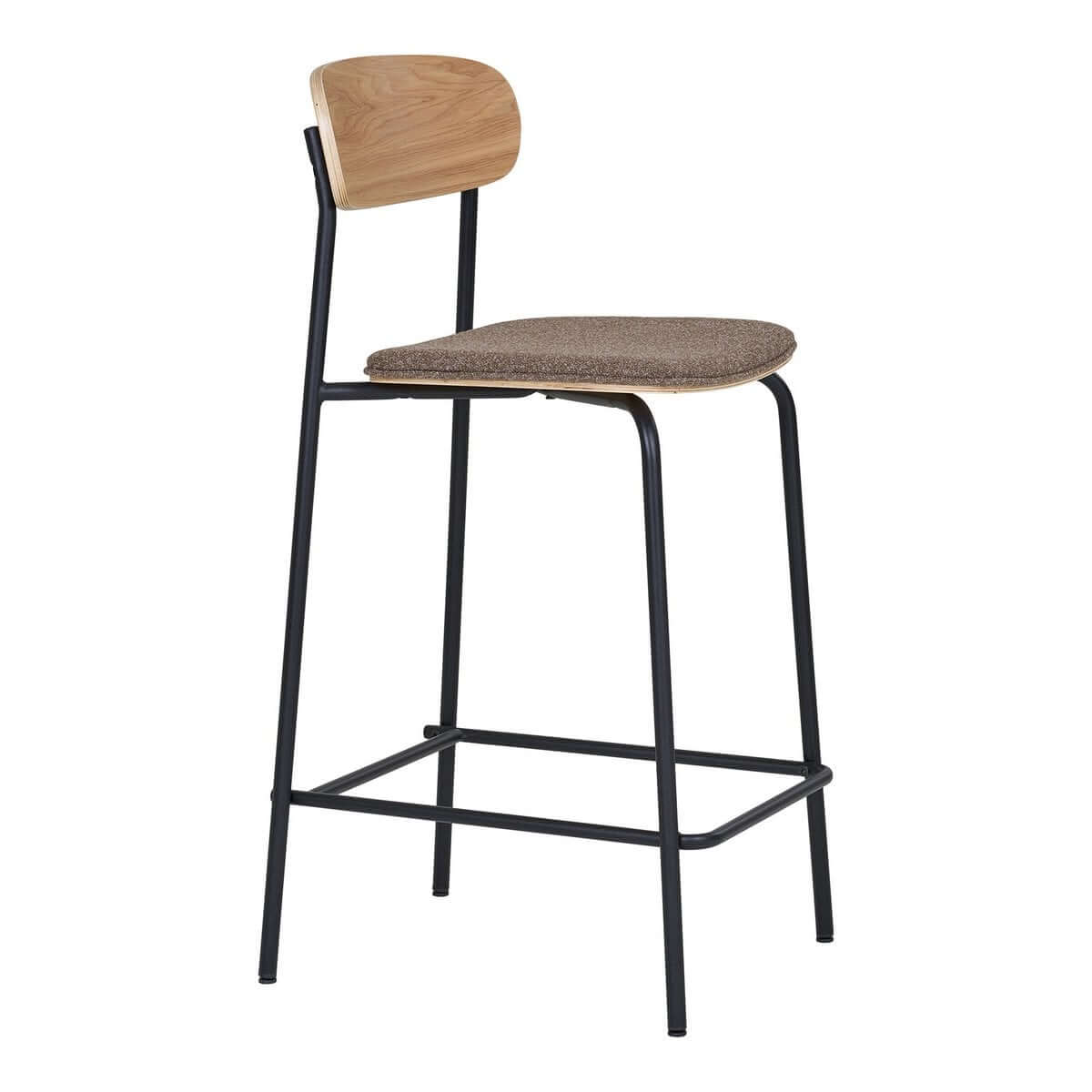 Estepona Counter Chair - Nature/Brown/Black, Steel, Polyester, Plywood, 49x42.5x95cm - set of 2 - House Nordic ApS