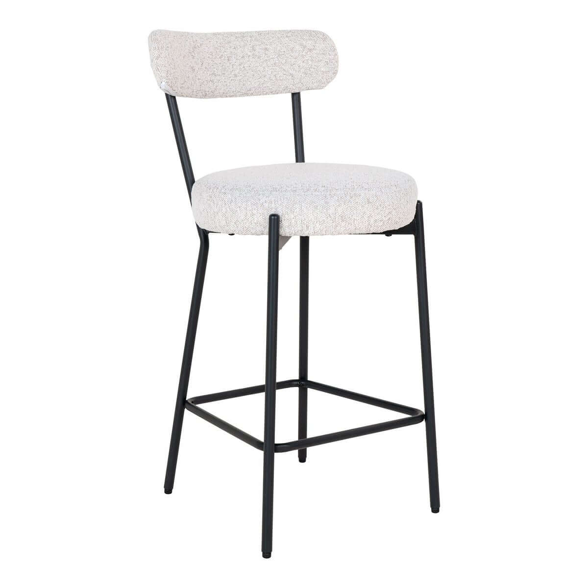 Badalona Counter Chair - White Bouclé, Black Legs, 46x39x90 cm - House Nordic ApS