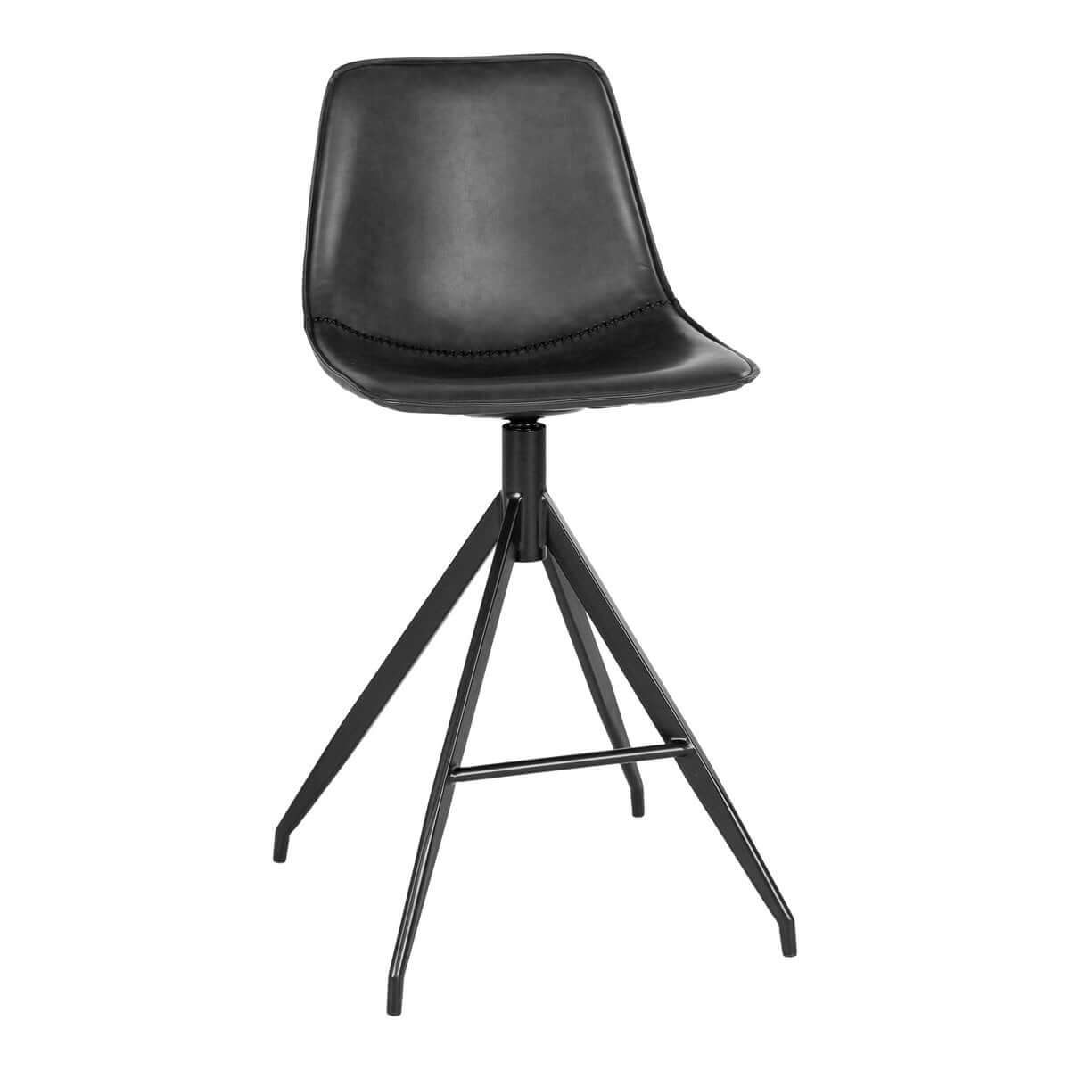 Monaco Counter Chair - Black, PU, Black Metal Legs, 51x44x96cm - set of 2 - House Nordic ApS