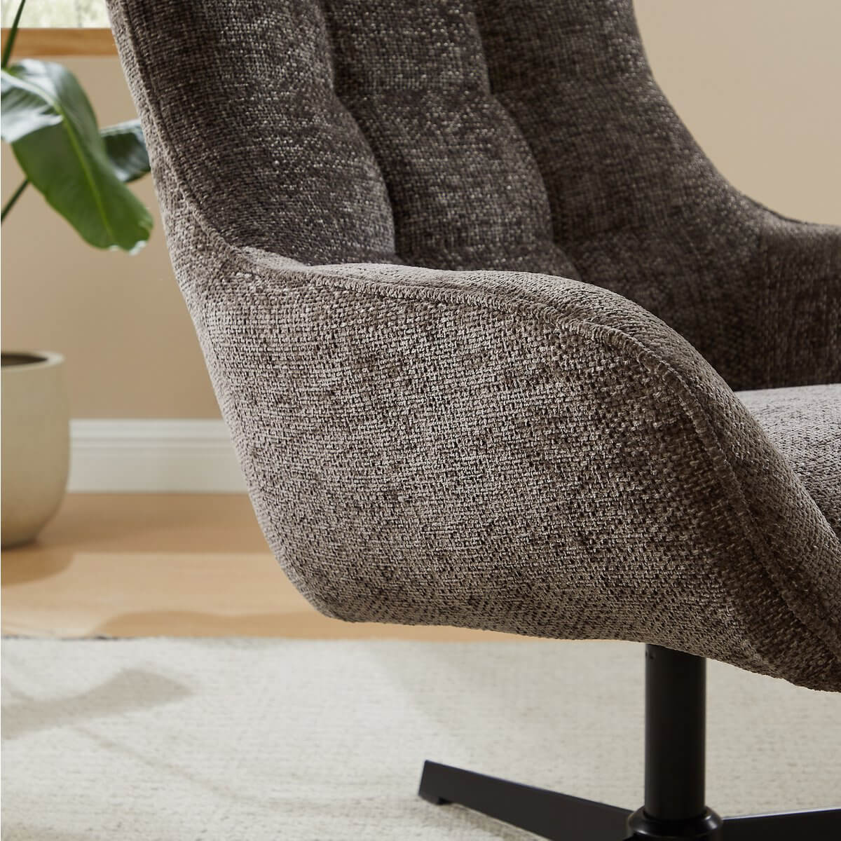 Armchair chenille fabric dark gray - SalesFever