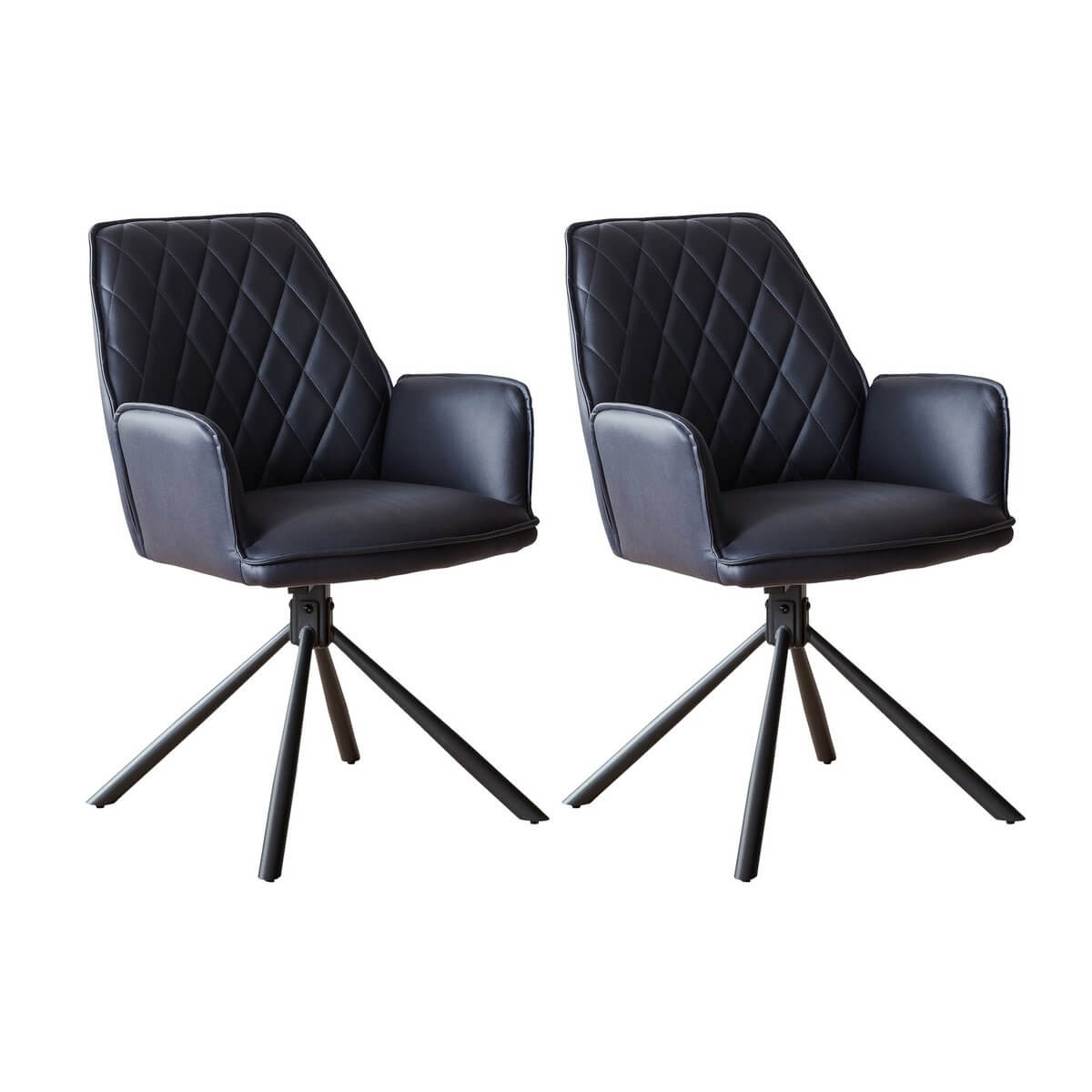 Armchair dark blue set of 2 with 360° rotation function - SalesFever