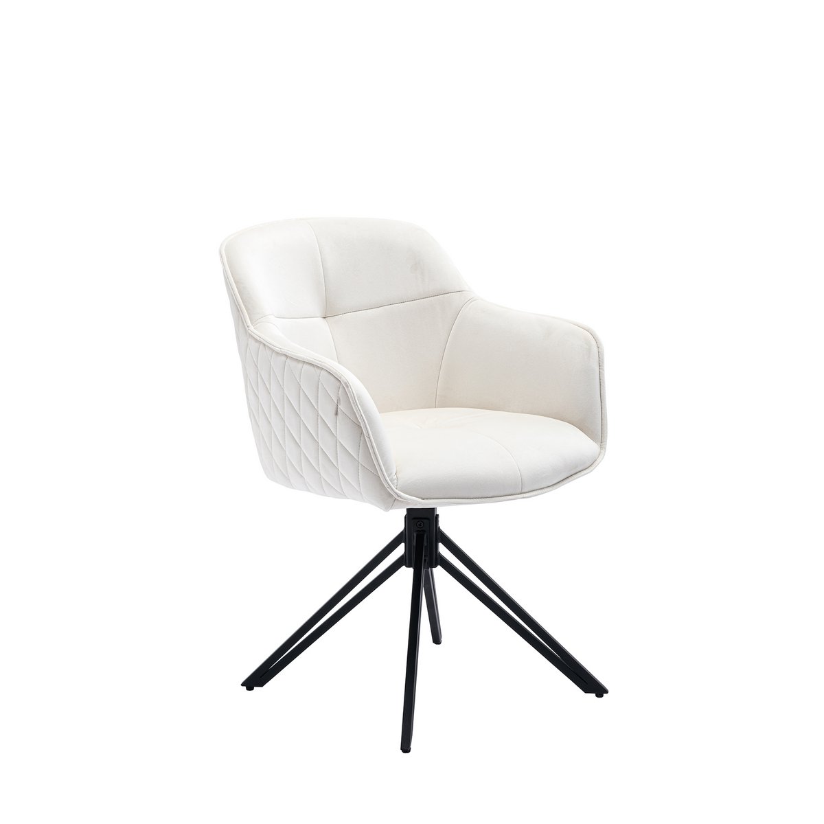 Eetkamerstoel Beige Honingraat - Draaifunctie 360° & Zwart Metalen Onderstel - SalesFever - Casanovio