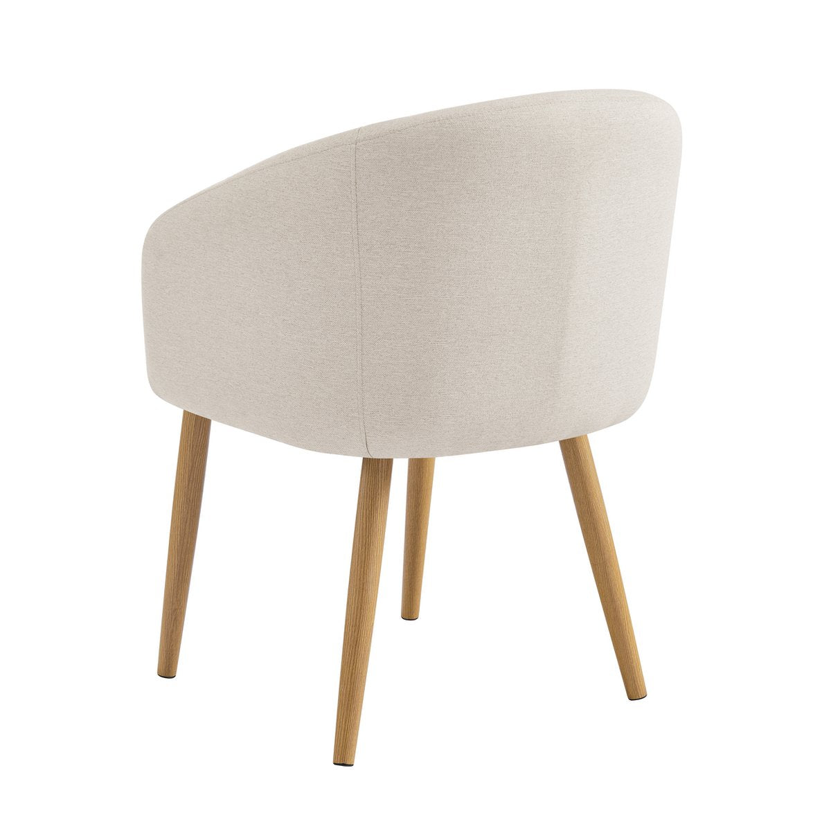 Eetkamerstoel Beige – Structuurstof met Houten Poten – Set van 2 - SalesFever - Casanovio