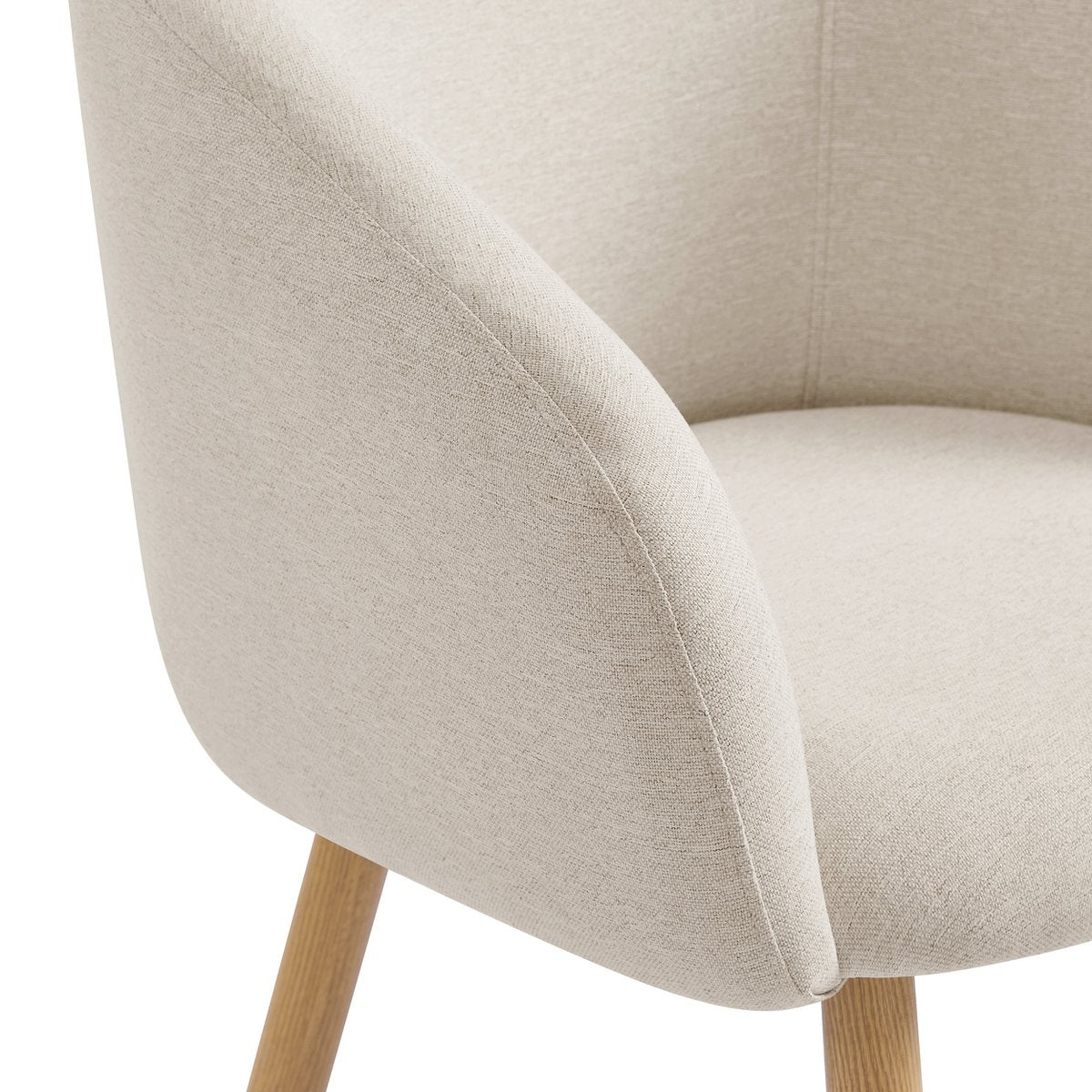 Eetkamerstoel Beige – Structuurstof met Houten Poten – Set van 2 - SalesFever - Casanovio