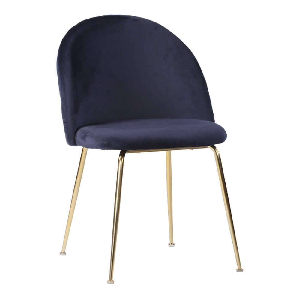 Geneve Dining Chair - Velvet, Steel, Blue - Set of 2 - House Nordic ApS