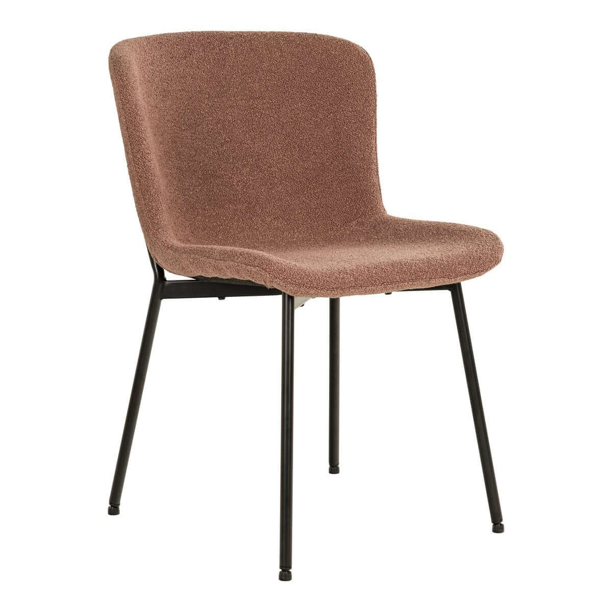 Maceda Dining Chair - Rust Bouclé, Black Legs - Set of 2 - House Nordic ApS