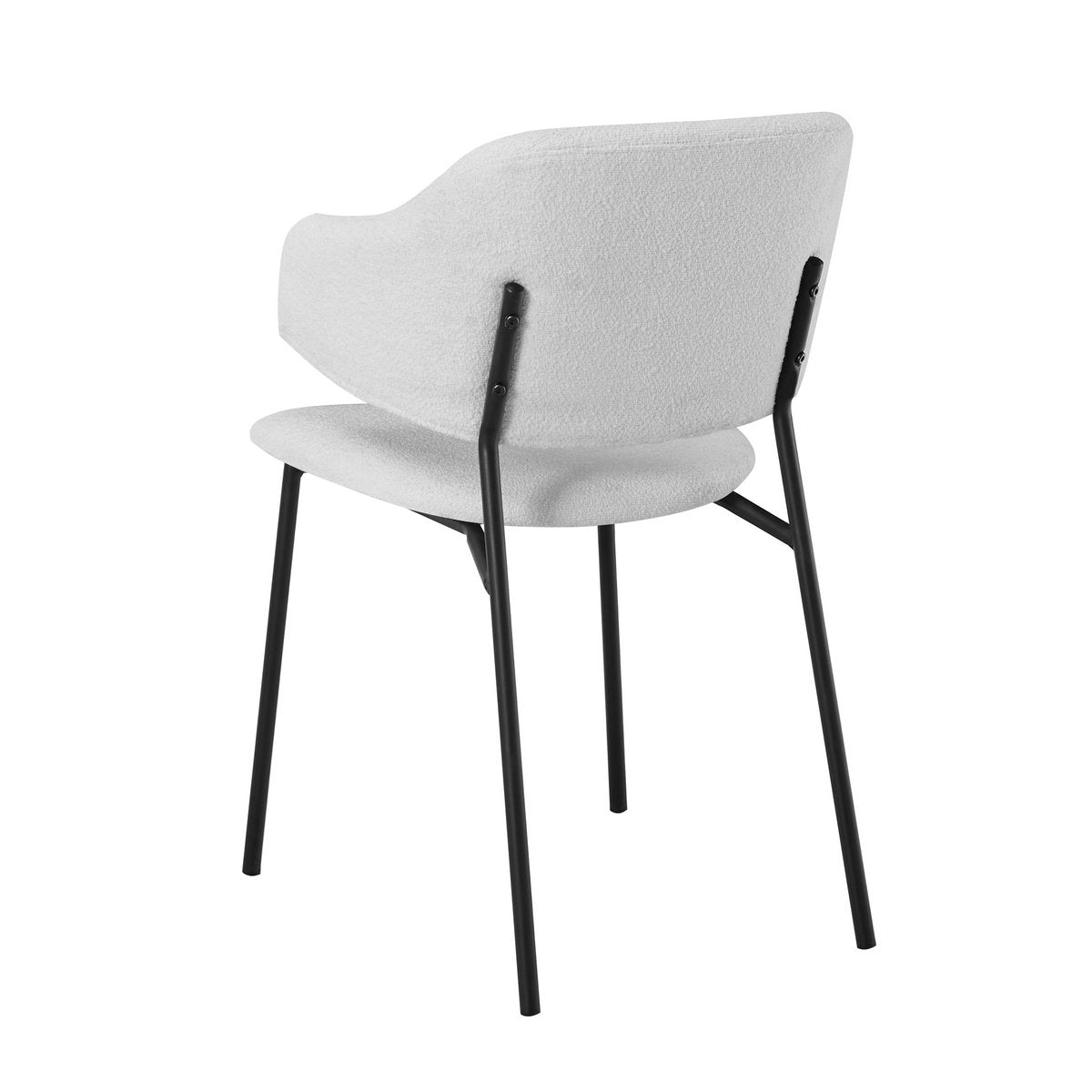 Eetkamerstoel Bouclé Wit – Ergonomisch gevormde Rug & Zwart Frame – Set van 2 - SalesFever - Casanovio