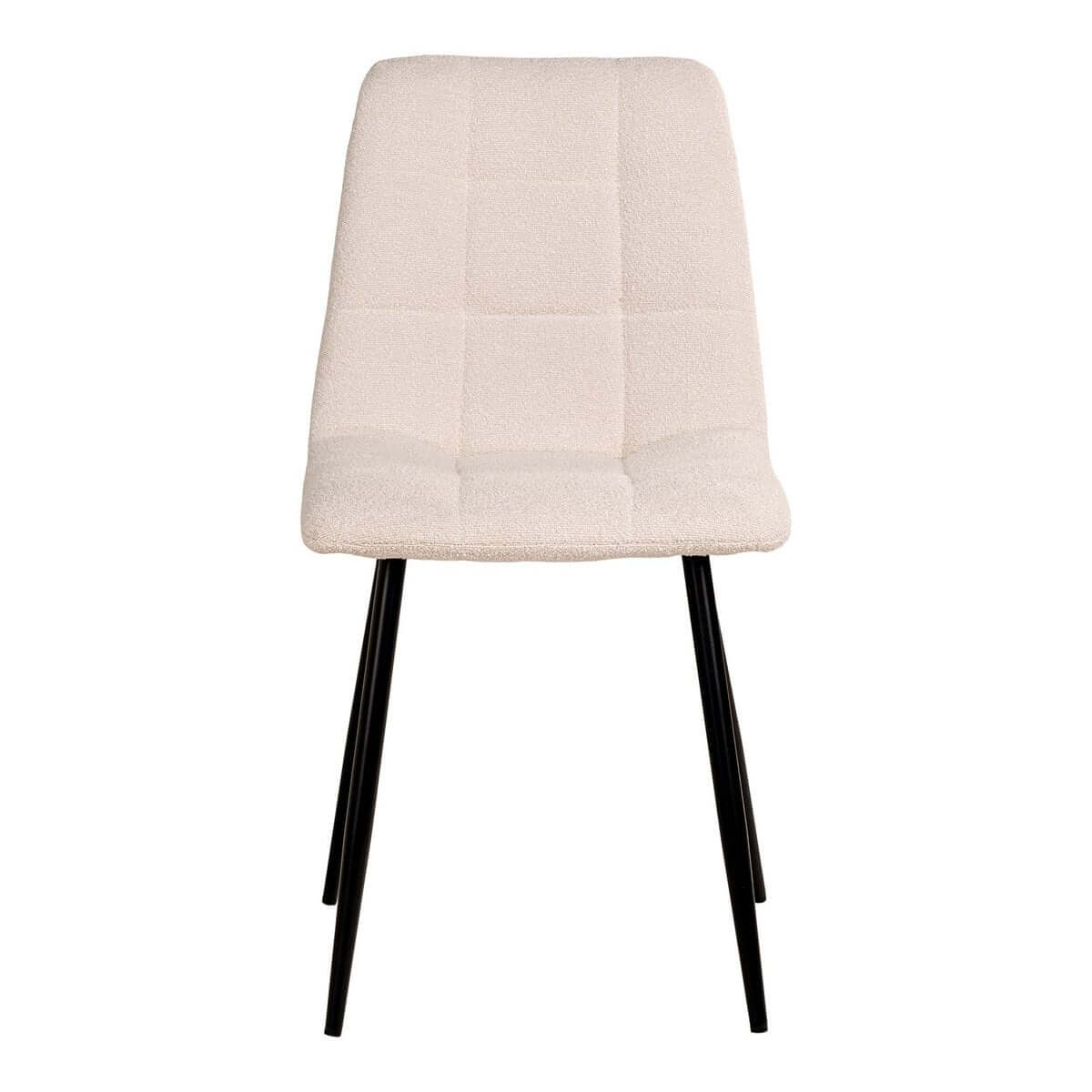 Middelfart Dining Chair - White, Bouclé, Black Metal Legs - Set of 2 - House Nordic ApS