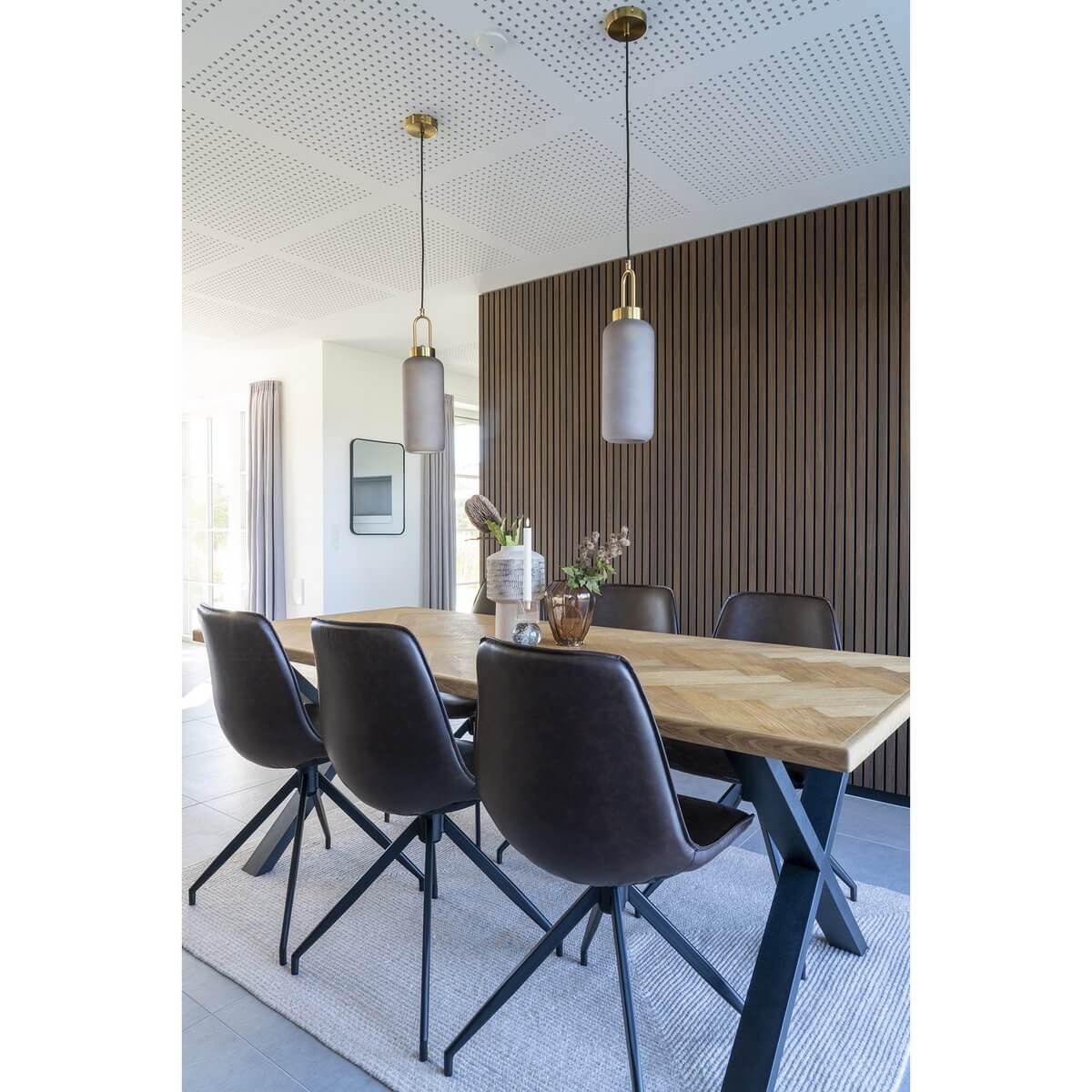 Monaco Dining Chair - Dark Brown, PU/Steel, 56x48x86 cm - Set of 2 - House Nordic ApS