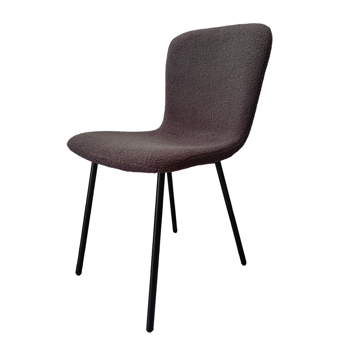 Eetkamerstoel Donkerbruin – Bouclé-Look met Zwart Metalen Frame – Set van 4 - SalesFever - Casanovio