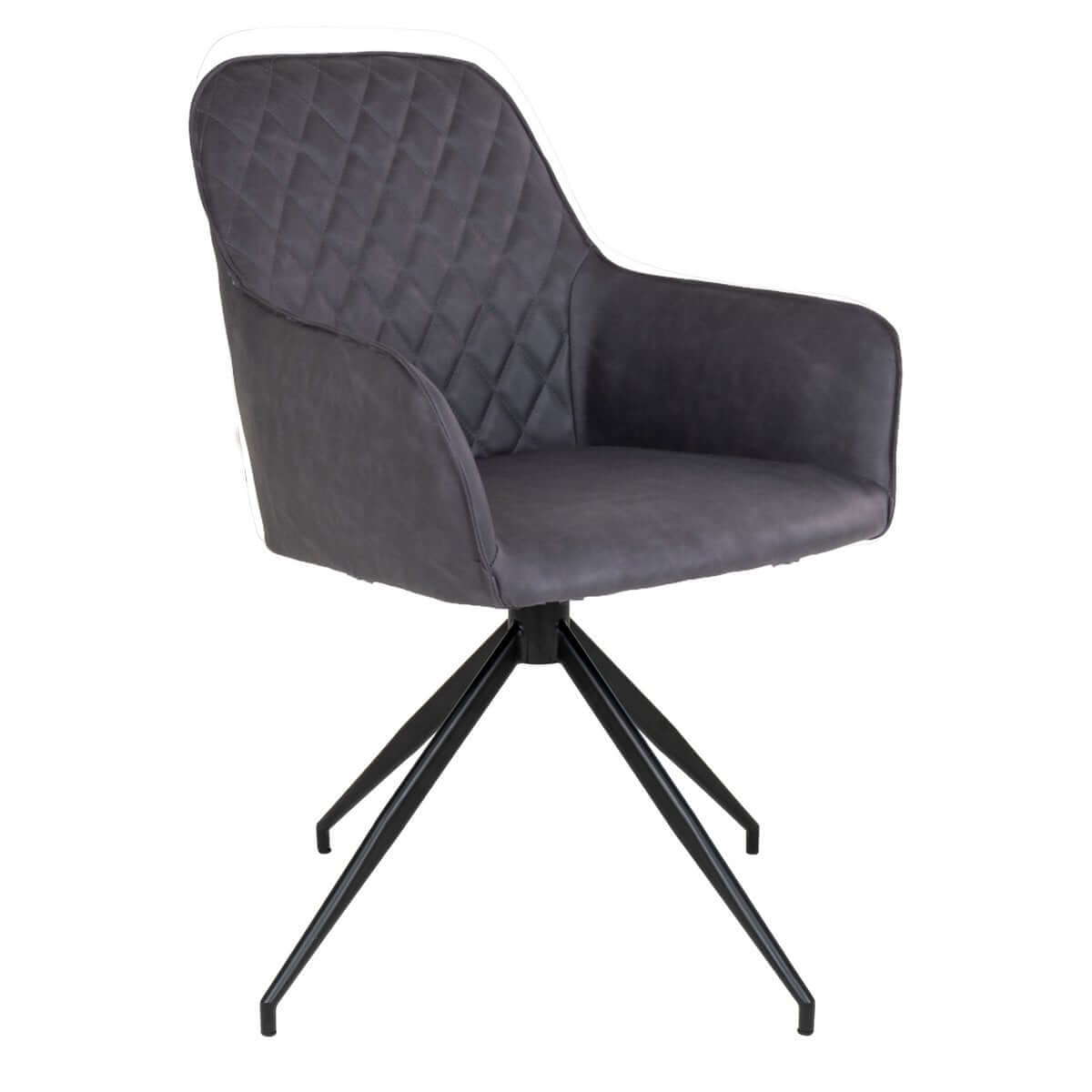 Harbo Dining Chair with Swivel - Steel, PU, Plywood, Dark Grey - House Nordic ApS
