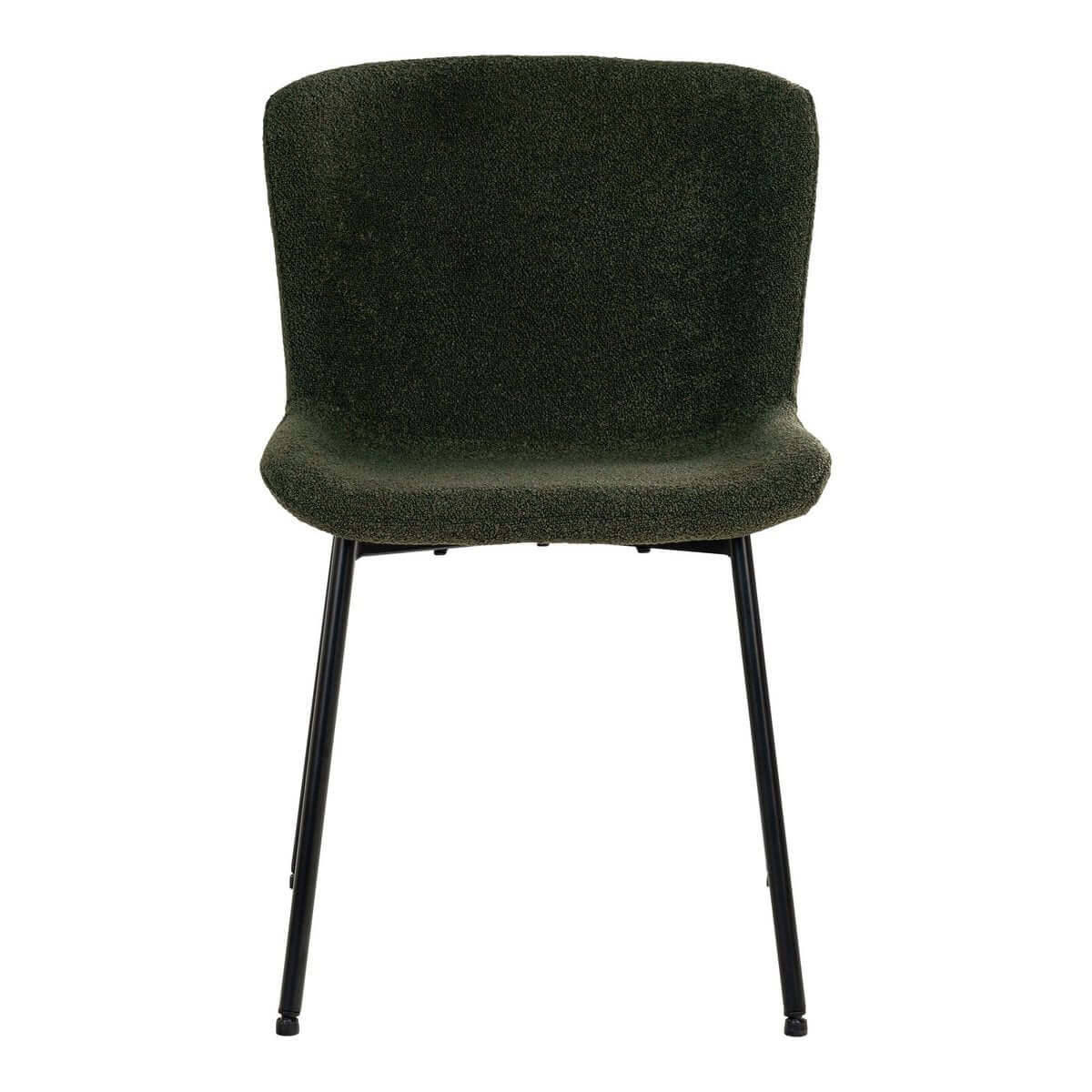 Maceda Dining Chair - Dark Green Bouclé, Black Legs - Set of 2 - House Nordic ApS