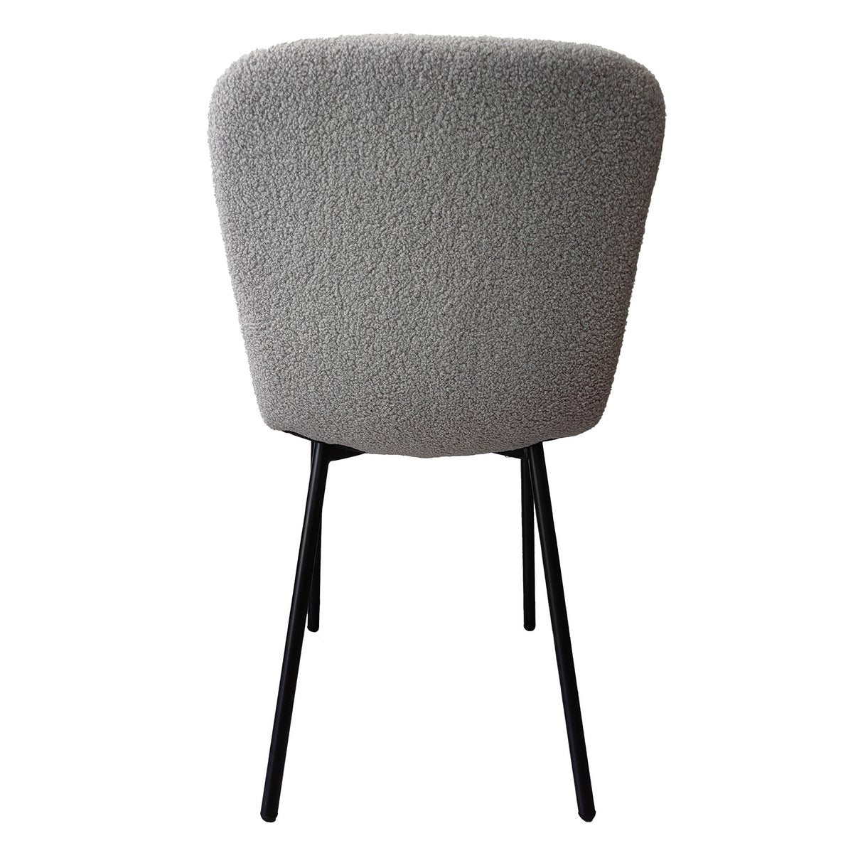 Eetkamerstoel Grijs – Bouclé-Look met Zwart Metalen Frame – Set van 4 - SalesFever - Casanovio