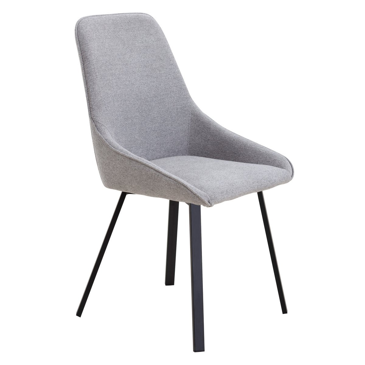 Eetkamerstoel Grijs – Structuurstof in Katoenlook met Zwart Metalen Frame – Set van 2 - SalesFever - Casanovio