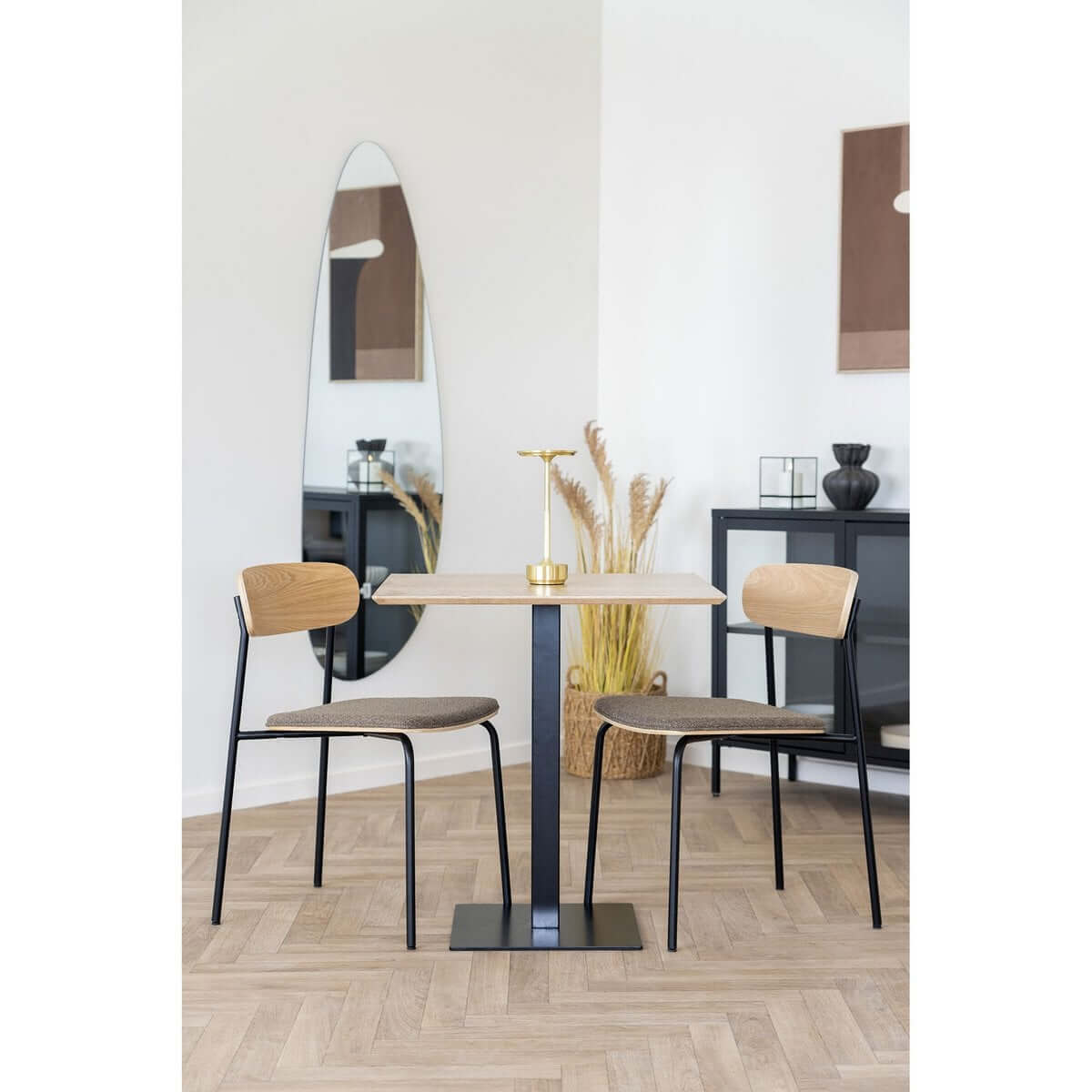 Estepona Dining Chair - Nature/Brown/Black, 51x47x77cm - Set of 2 - House Nordic ApS
