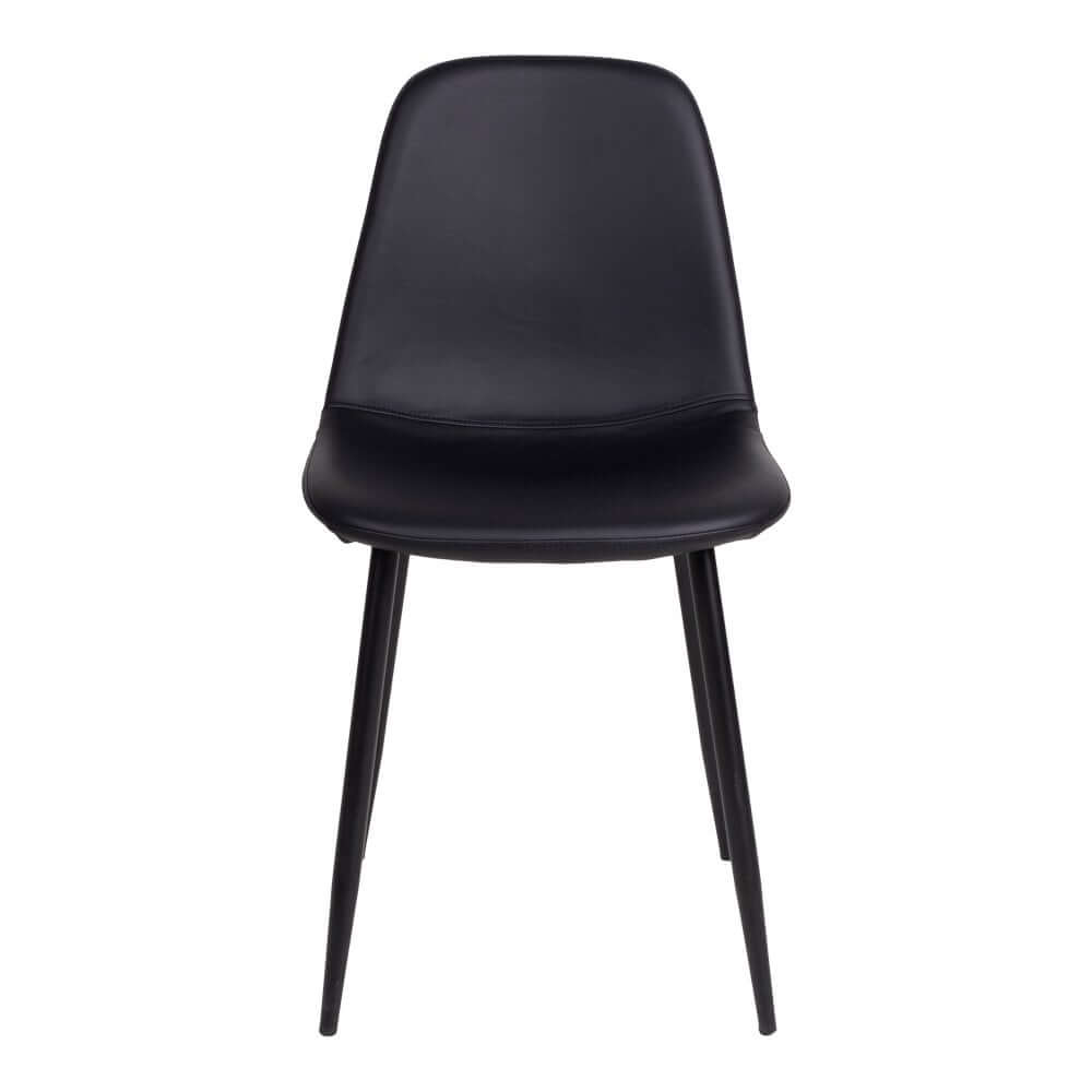 Stockholm Dining Chair - Black, PU Leather, Black Metal Legs - Set of 2 - House Nordic ApS