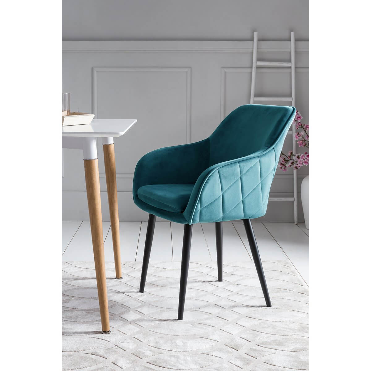 Dining chair turquoise velvet - SalesFever