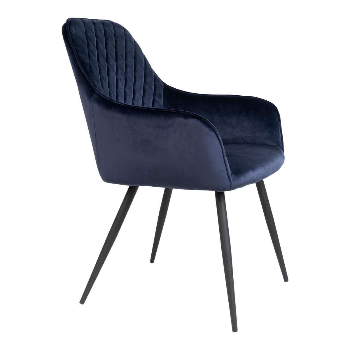 Harbo Dining Chair - Blue, Velvet, Black Metal Legs - Set of 2 - House Nordic ApS