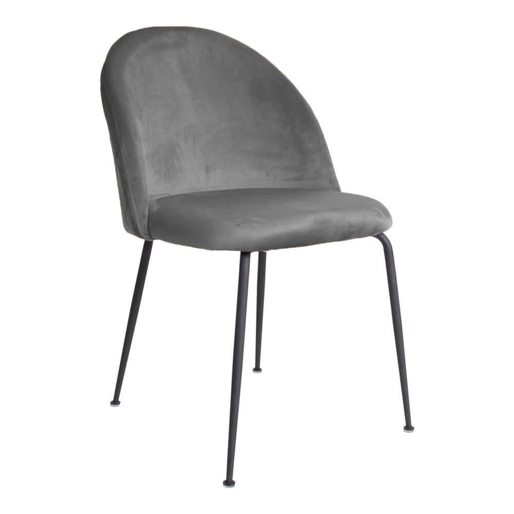 Geneve Dining Chair - Velvet, Steel, Grey - Set of 2 - House Nordic ApS