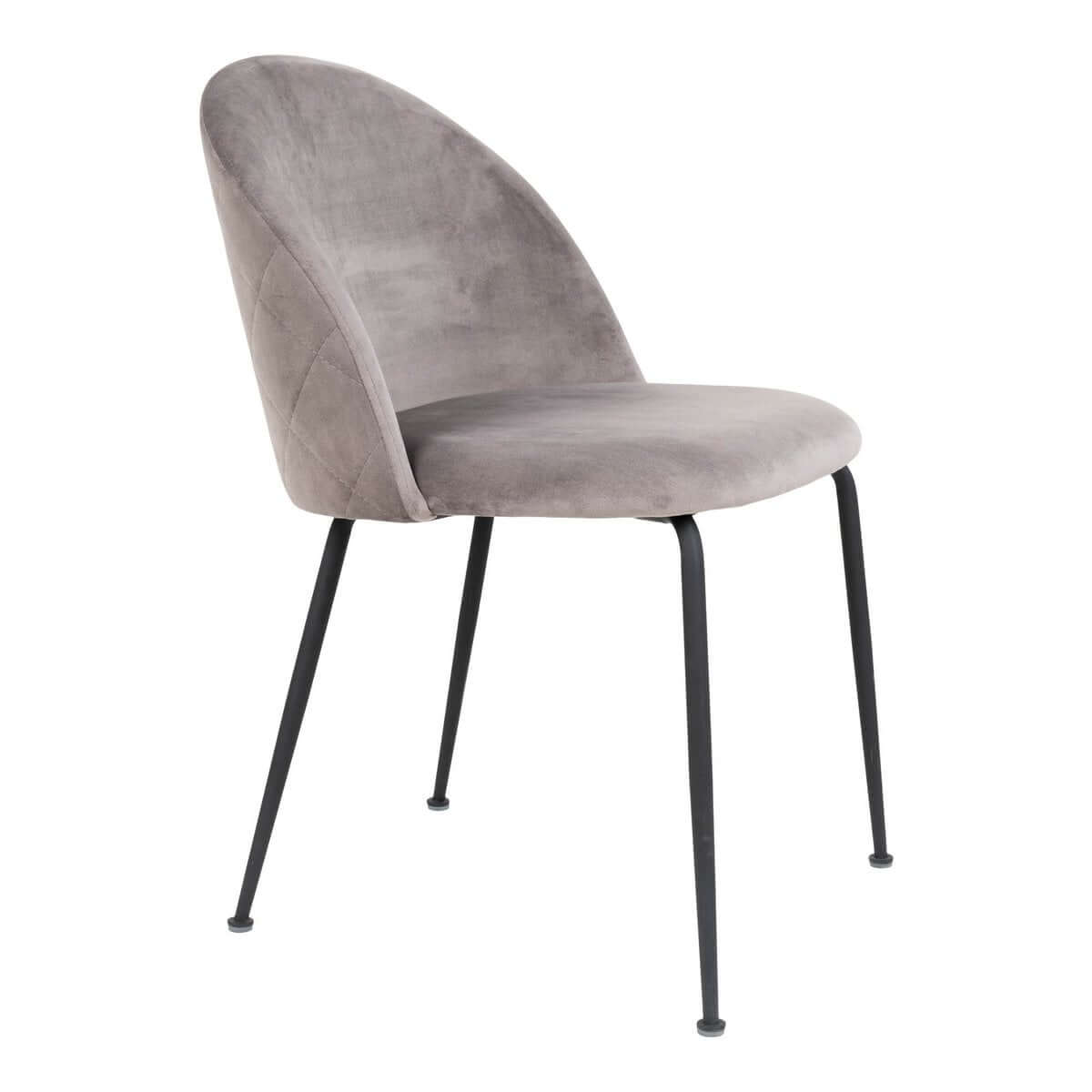 Geneve Dining Chair - Velvet, Steel, Grey - Set of 2 - House Nordic ApS