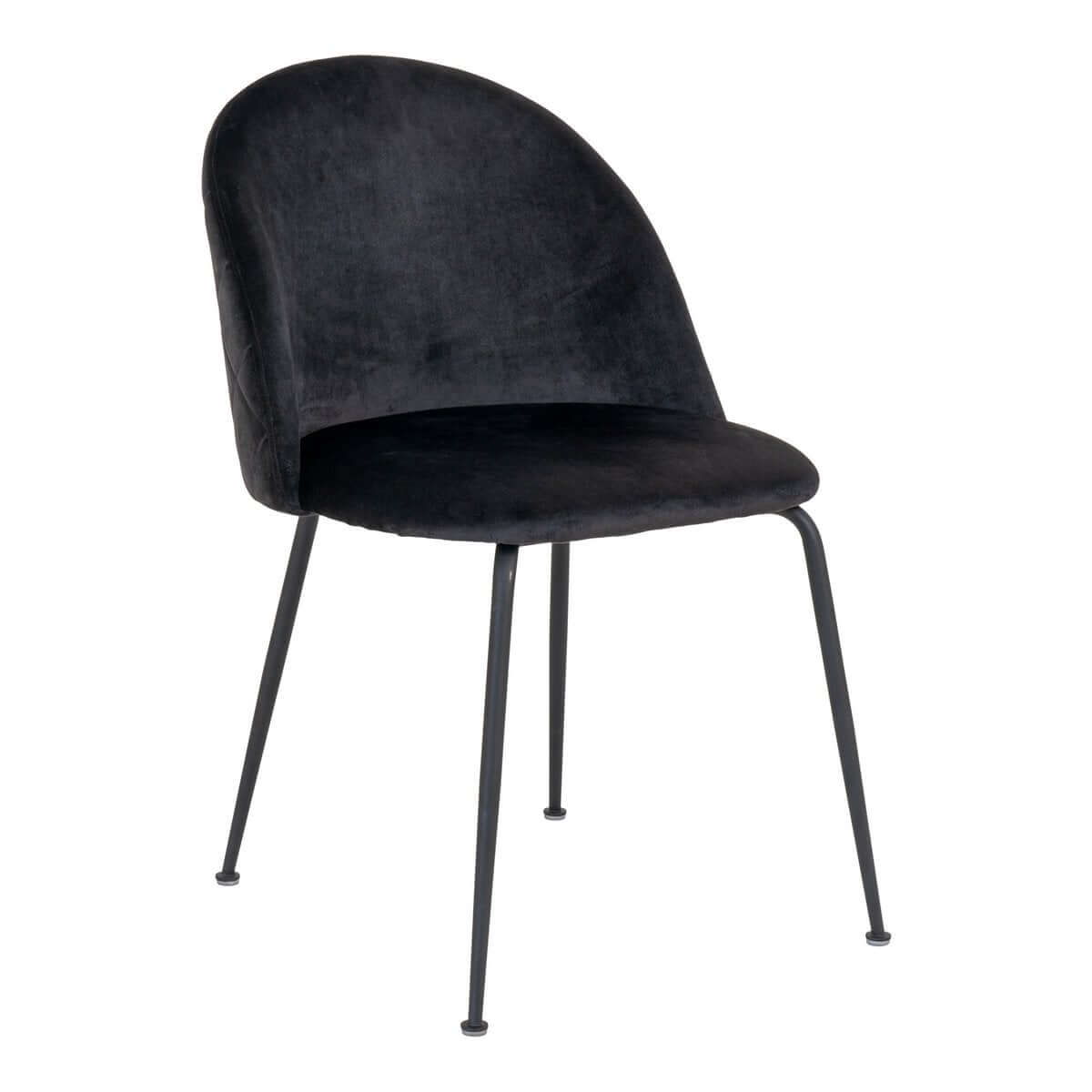 Geneve Dining Chair - Velvet, Steel, Black - Set of 2 - House Nordic ApS