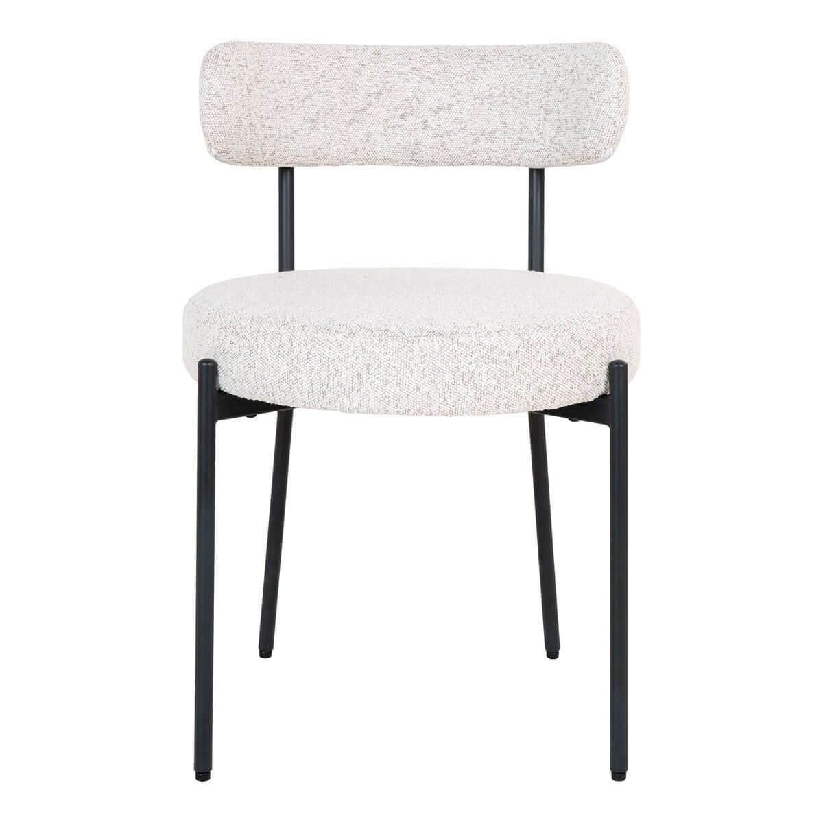 Badalona Dining Chair - White Bouclé, Black Legs - Set of 2 - House Nordic ApS