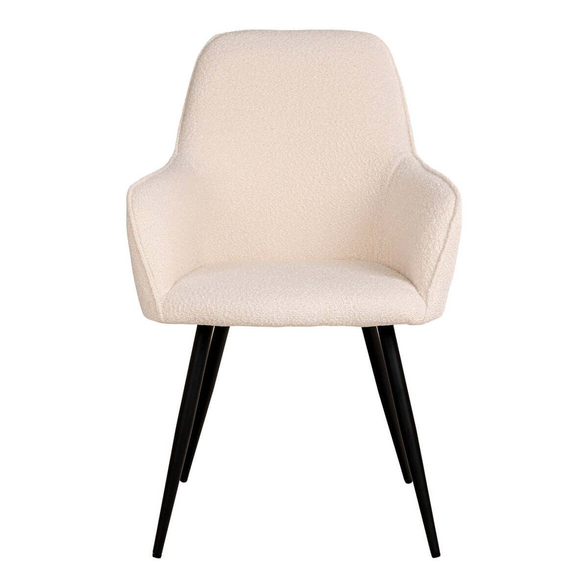 Harbo Dining Chair - White Bouclé, Black Legs - Set of 2 - House Nordic ApS