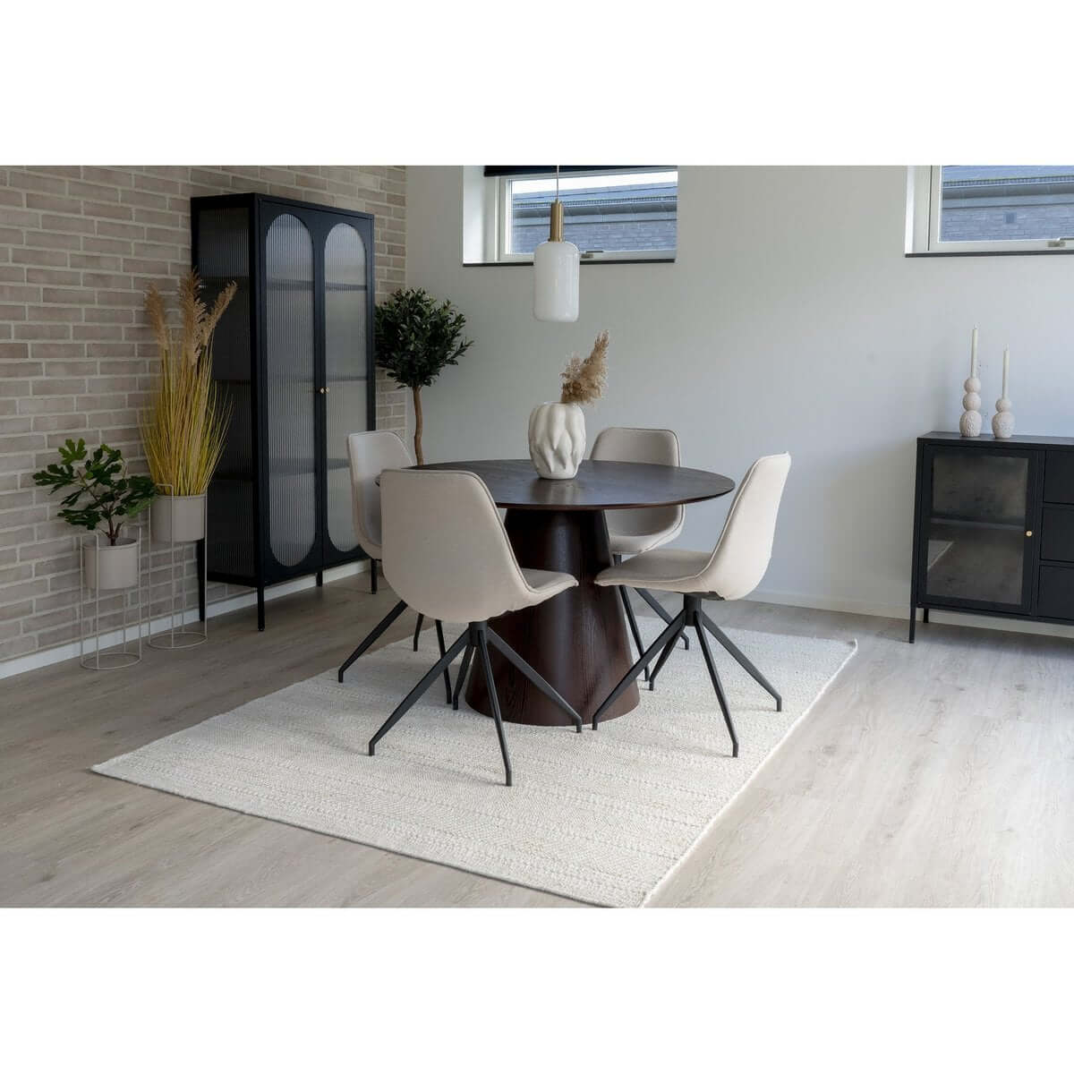 Monaco Dining Chair - Sand, Black Swivel Base - set of 2 - House Nordic ApS
