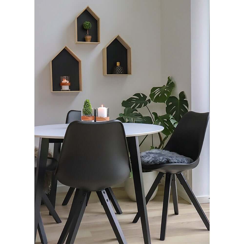 Bergen Dining Chair - PU Leather, Moulded Plastic, Rubberwood, Black - Set of 2 - House Nordic ApS