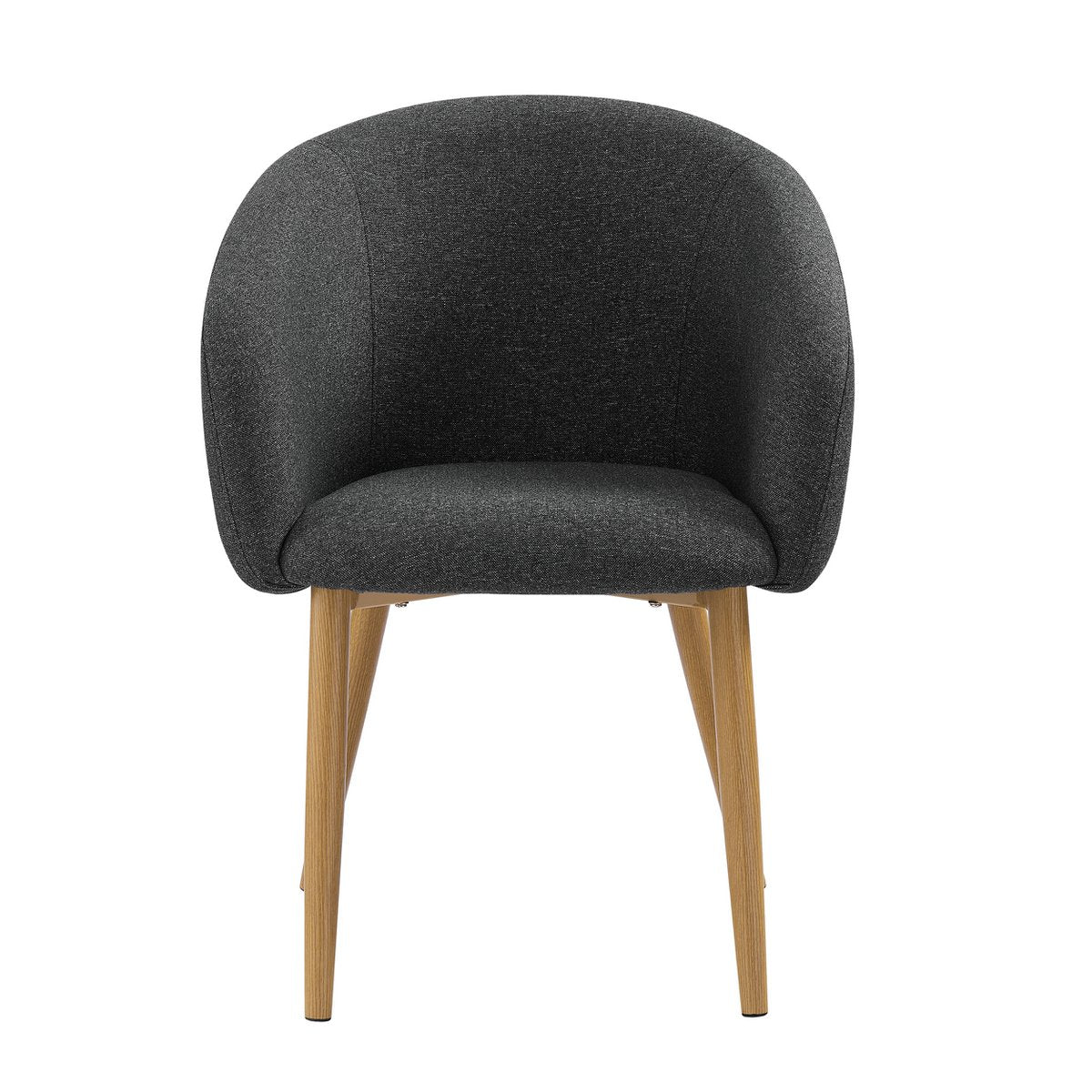 Eetkamerstoel met Armleuningen – Structuurstof Donkergrijs met Houten Poten – Set van 2 - SalesFever - Casanovio