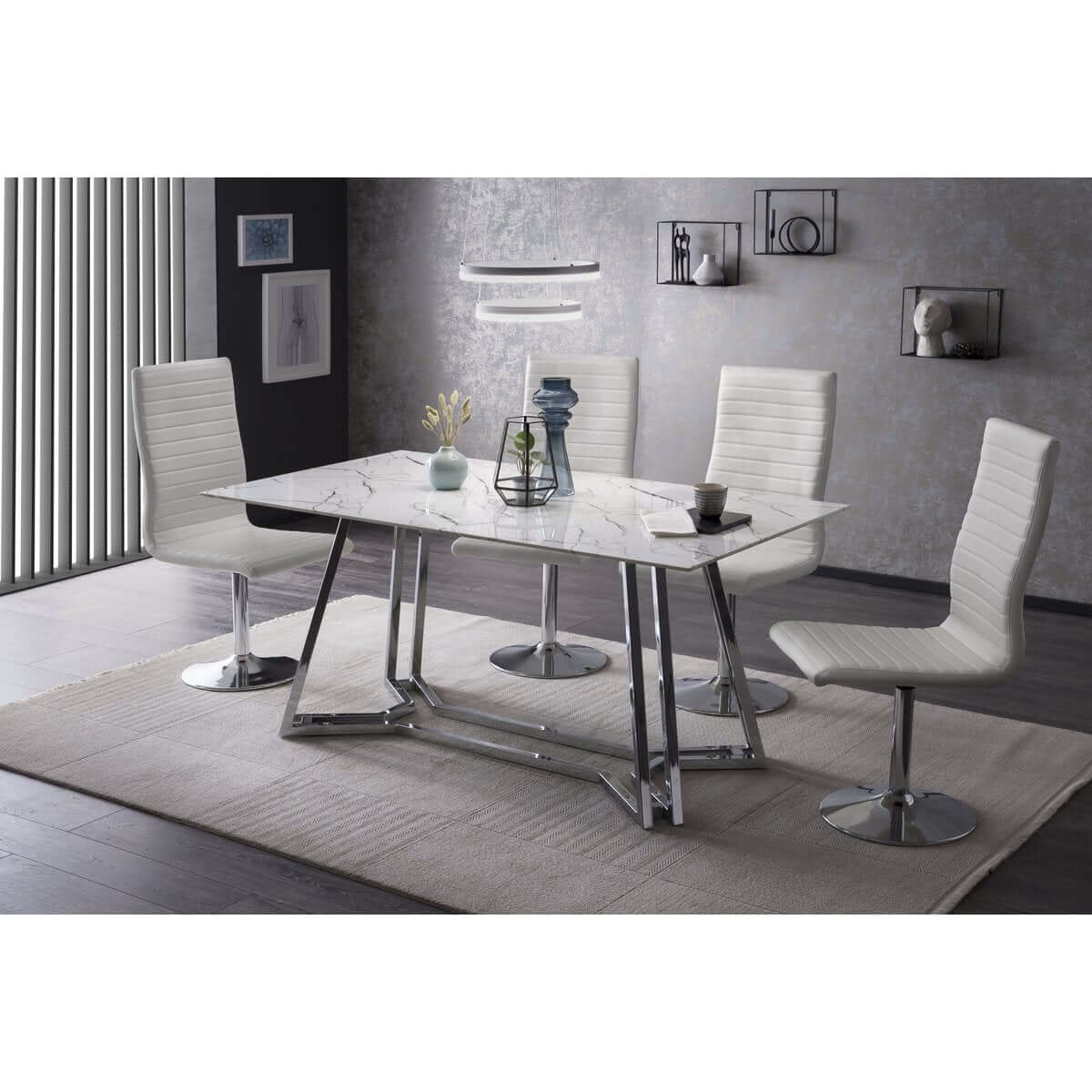 Set of 4 dining chairs in white imitation leather look - SalesFever