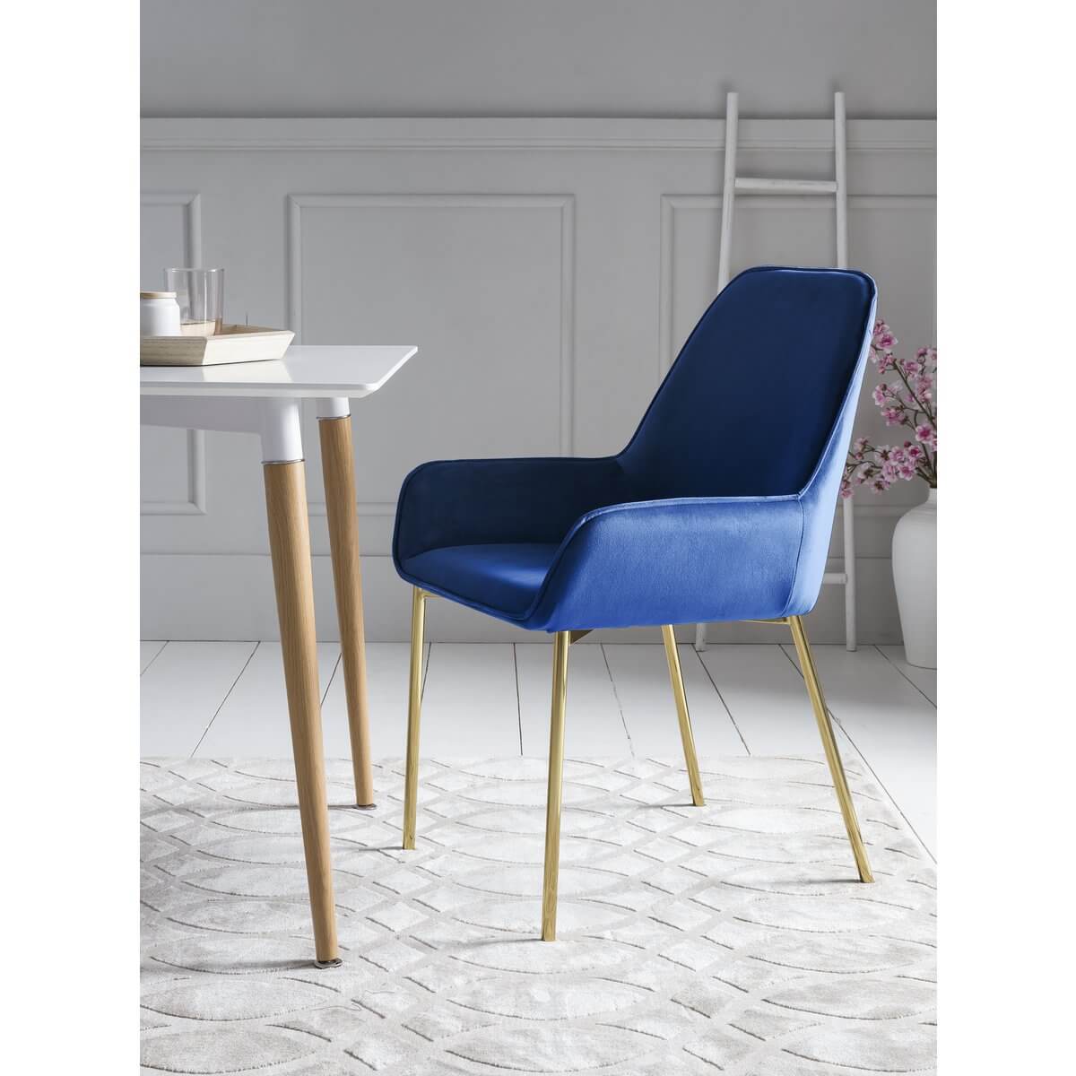 Dining chair set of 2 blue velvet - SalesFever