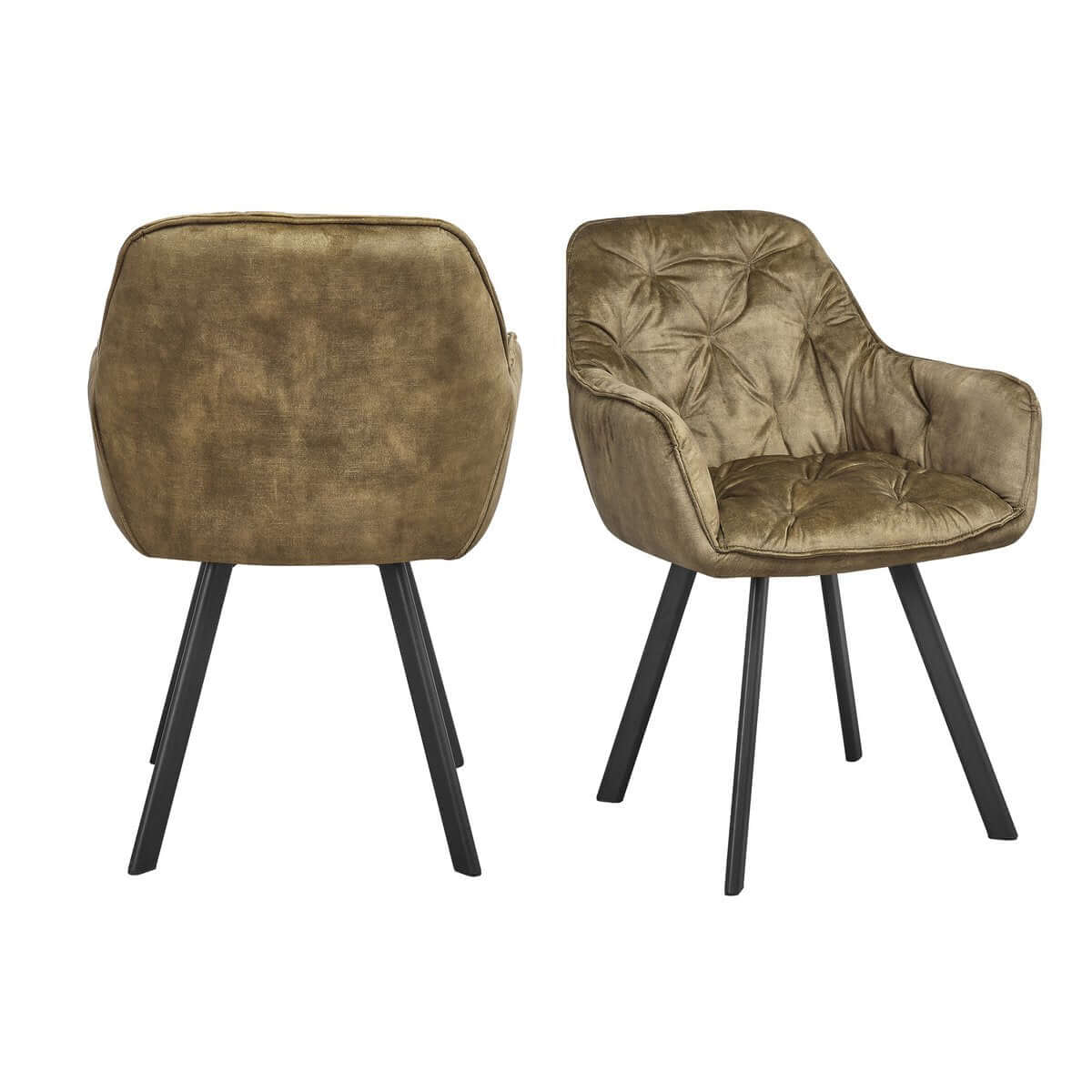 Dining room chair set of 2 vintage velvet velor green - SalesFever