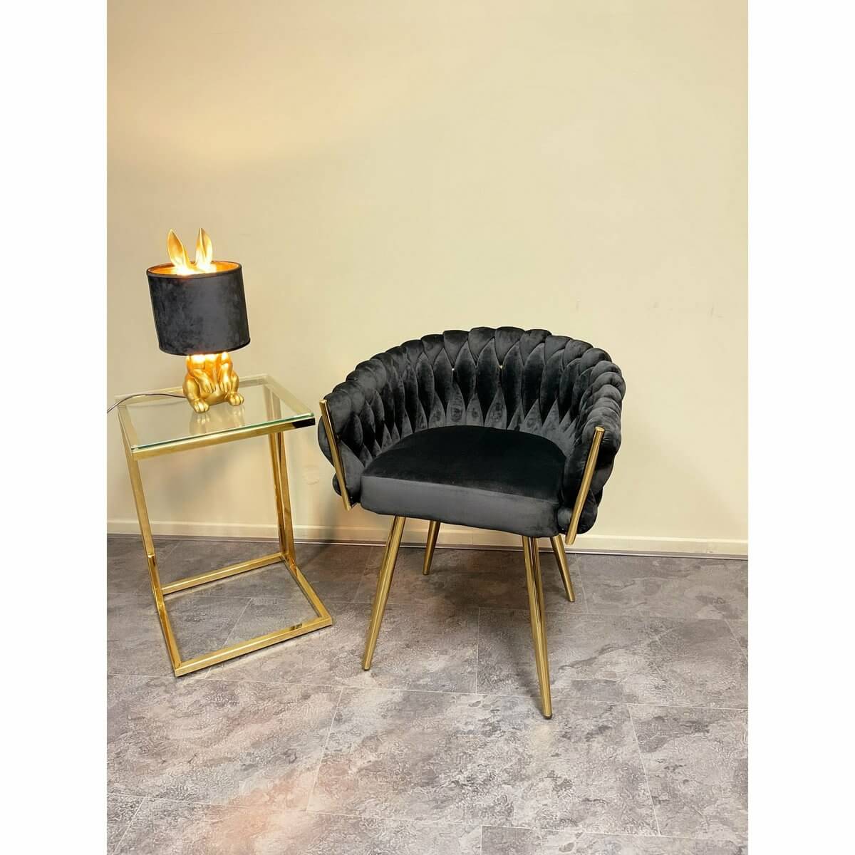 Eva Chair Velvet Black Gold Frame - Luxury Living B.V.