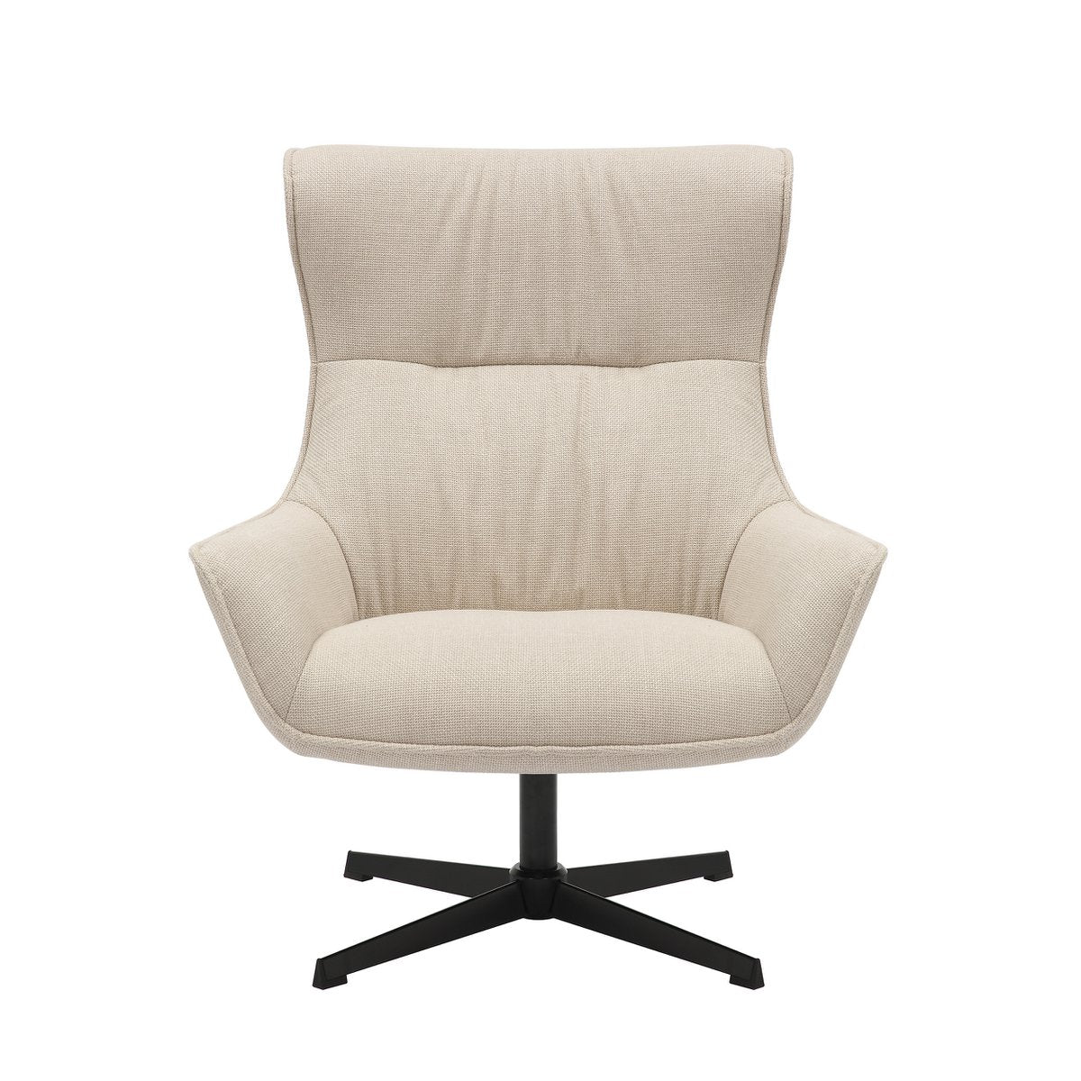 Fauteuil Beige – Structuurstof met Zwart Metalen Frame en Draaifunctie - SalesFever - Casanovio