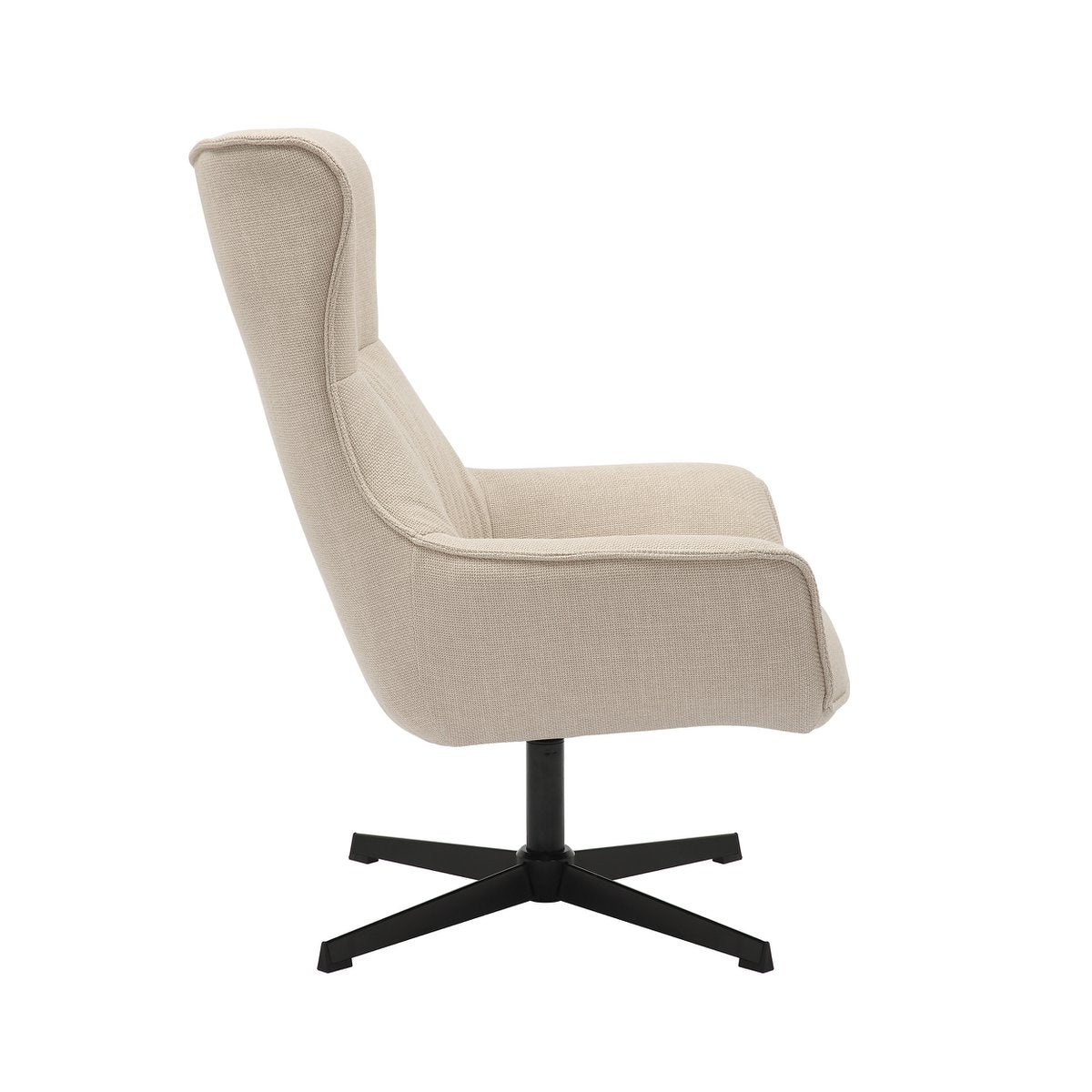 Fauteuil Beige – Structuurstof met Zwart Metalen Frame en Draaifunctie - SalesFever - Casanovio