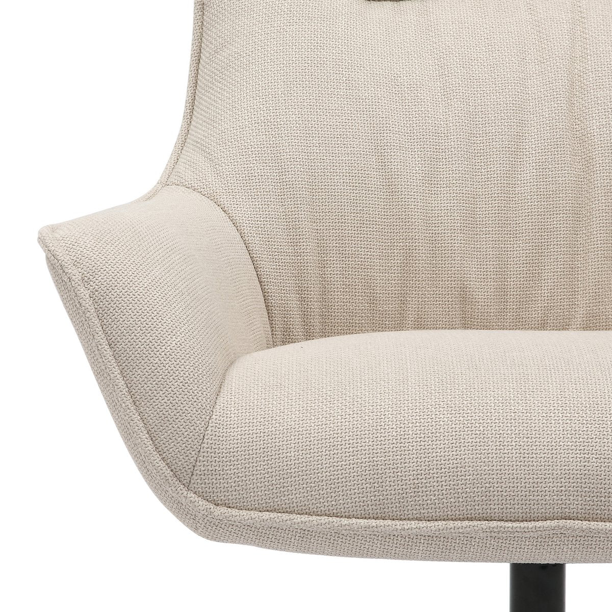 Fauteuil Beige – Structuurstof met Zwart Metalen Frame en Draaifunctie - SalesFever - Casanovio