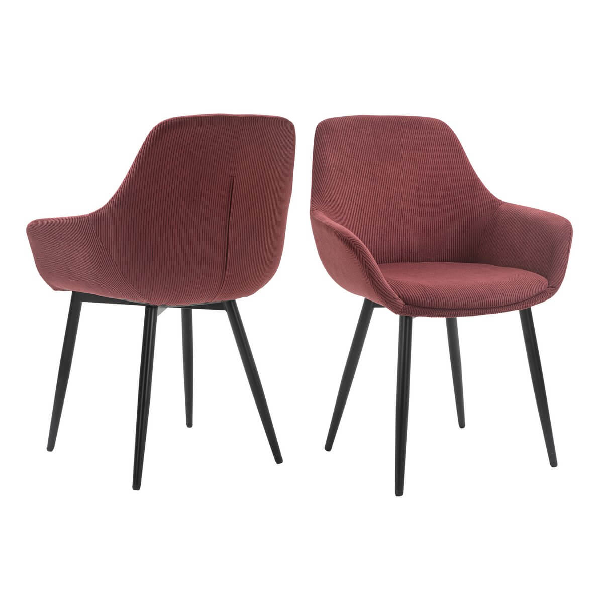 Corduroy armchair set of 2, berry - SalesFever