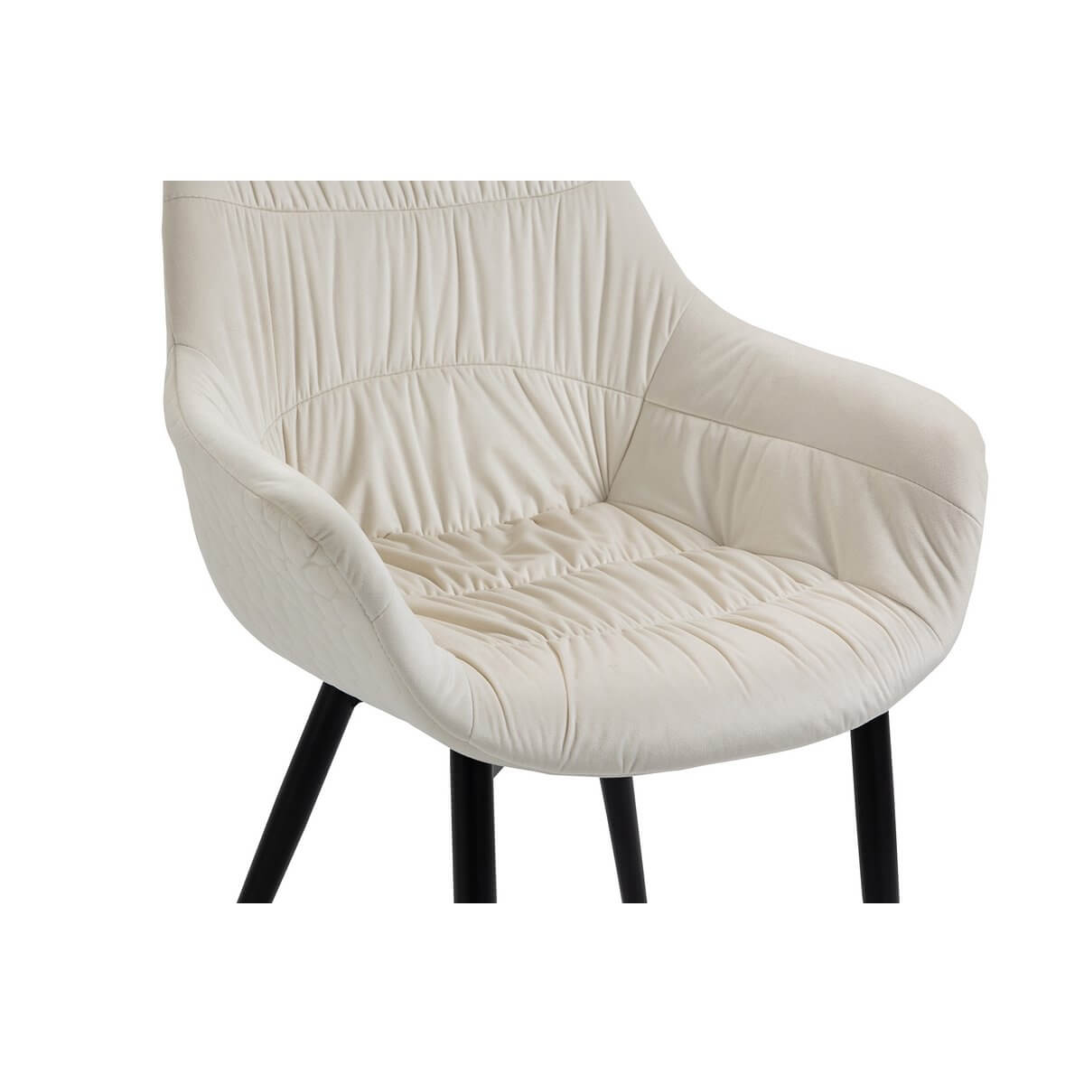 Armchair with honeycomb quilting in cream velvet - SalesFever