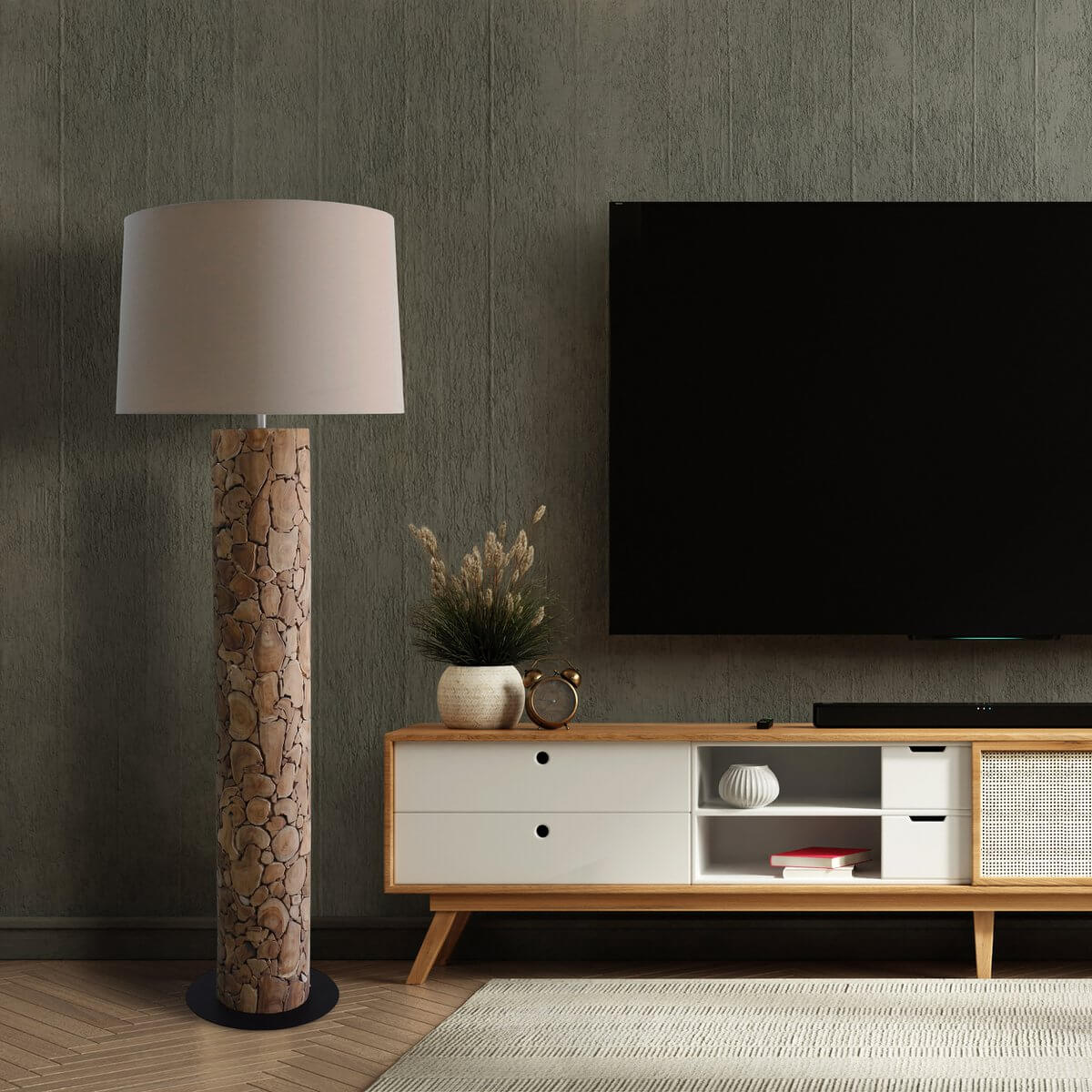 Floor lamp driftwood natural/white 170 cm - SalesFever