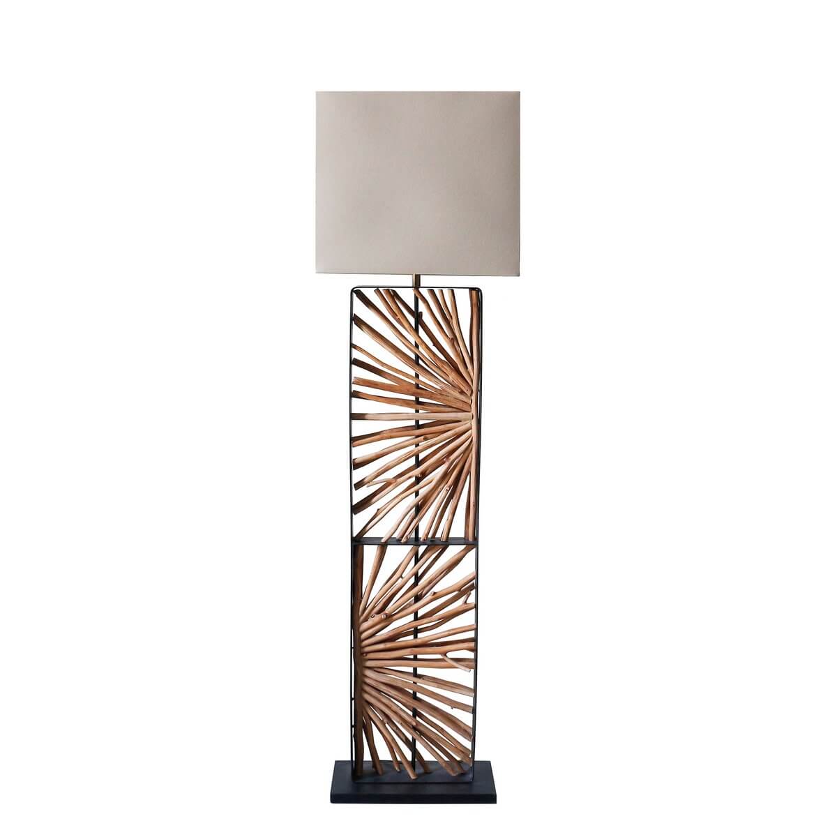 Floor lamp driftwood natural/beige 165 cm - SalesFever