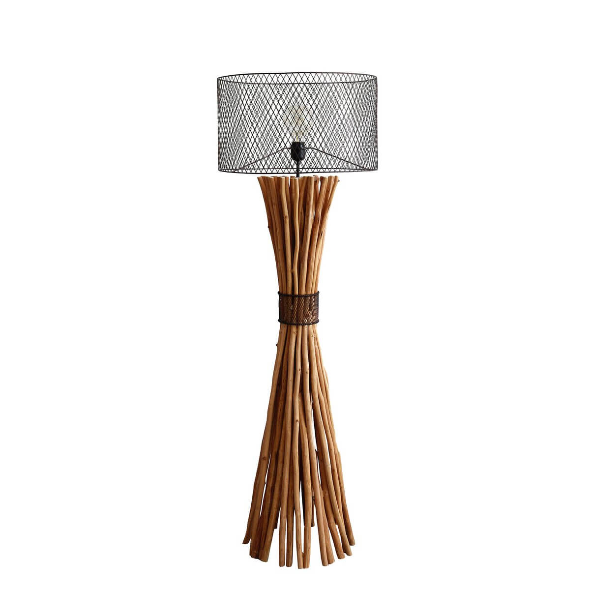 Floor lamp driftwood natural/black 149 cm - SalesFever