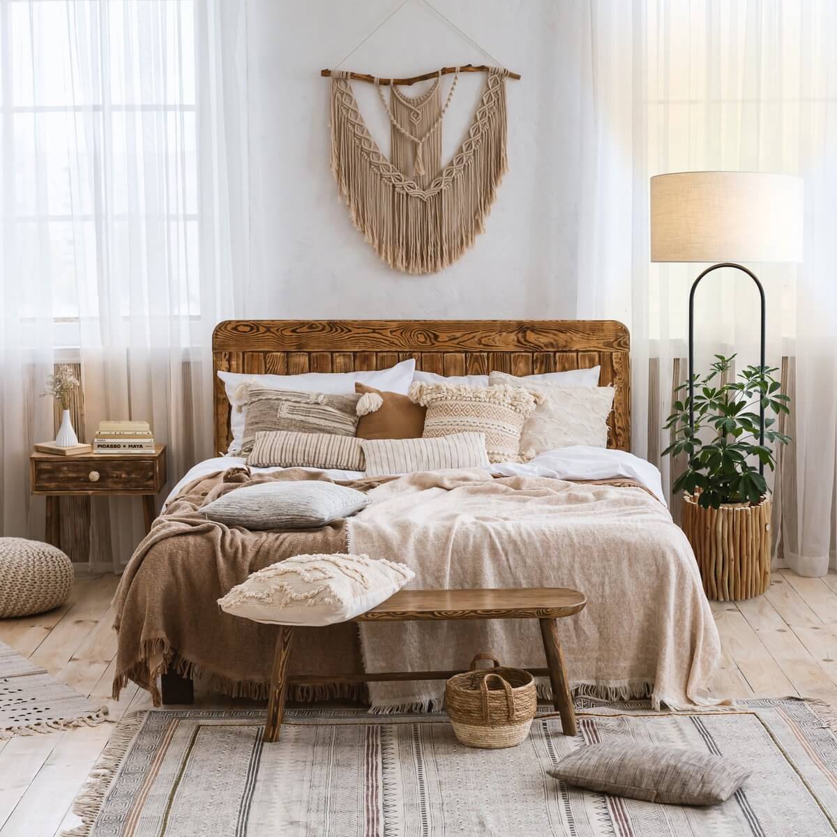 Floor lamp driftwood natural/white 155 cm - SalesFever