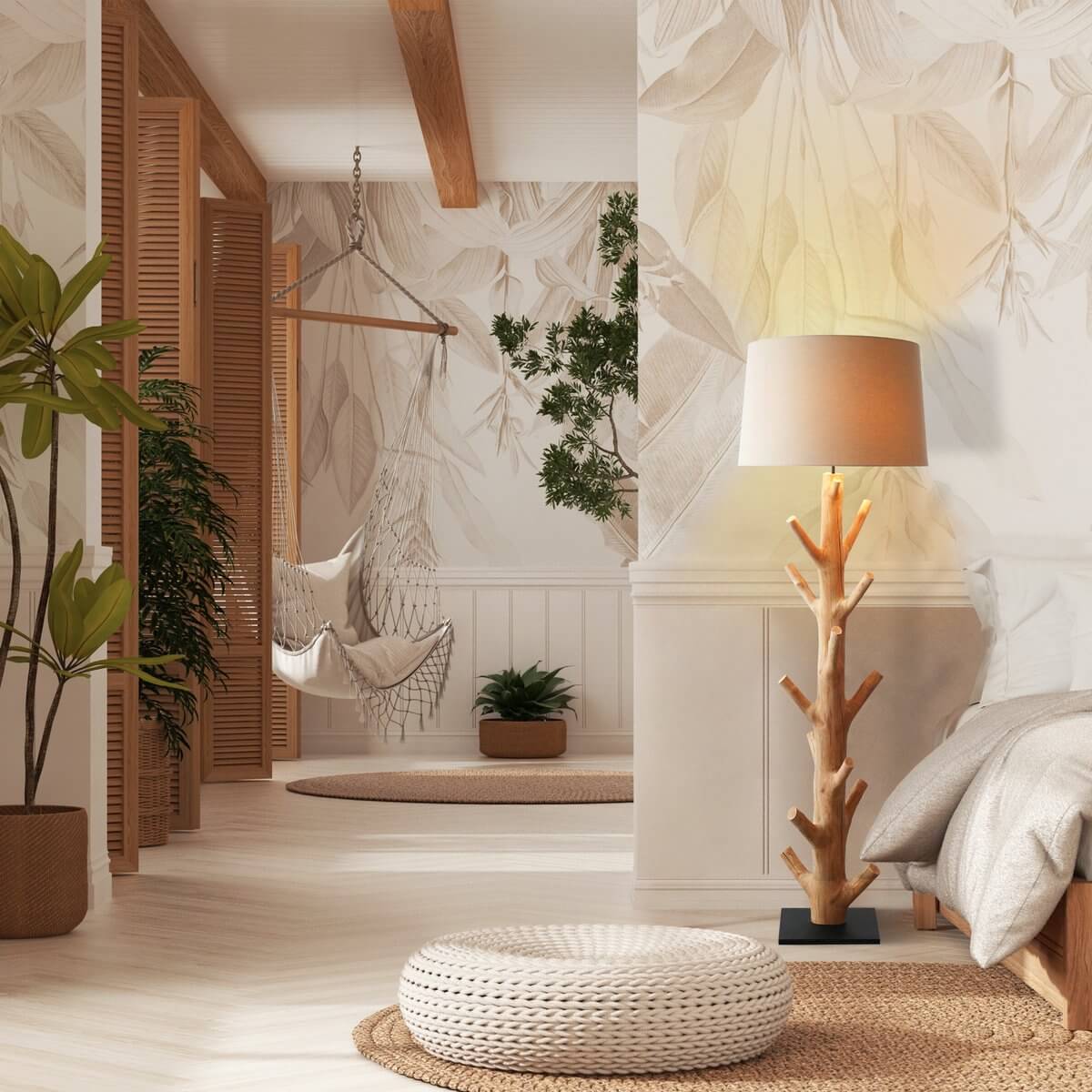 Floor lamp driftwood natural/white 175 cm - SalesFever