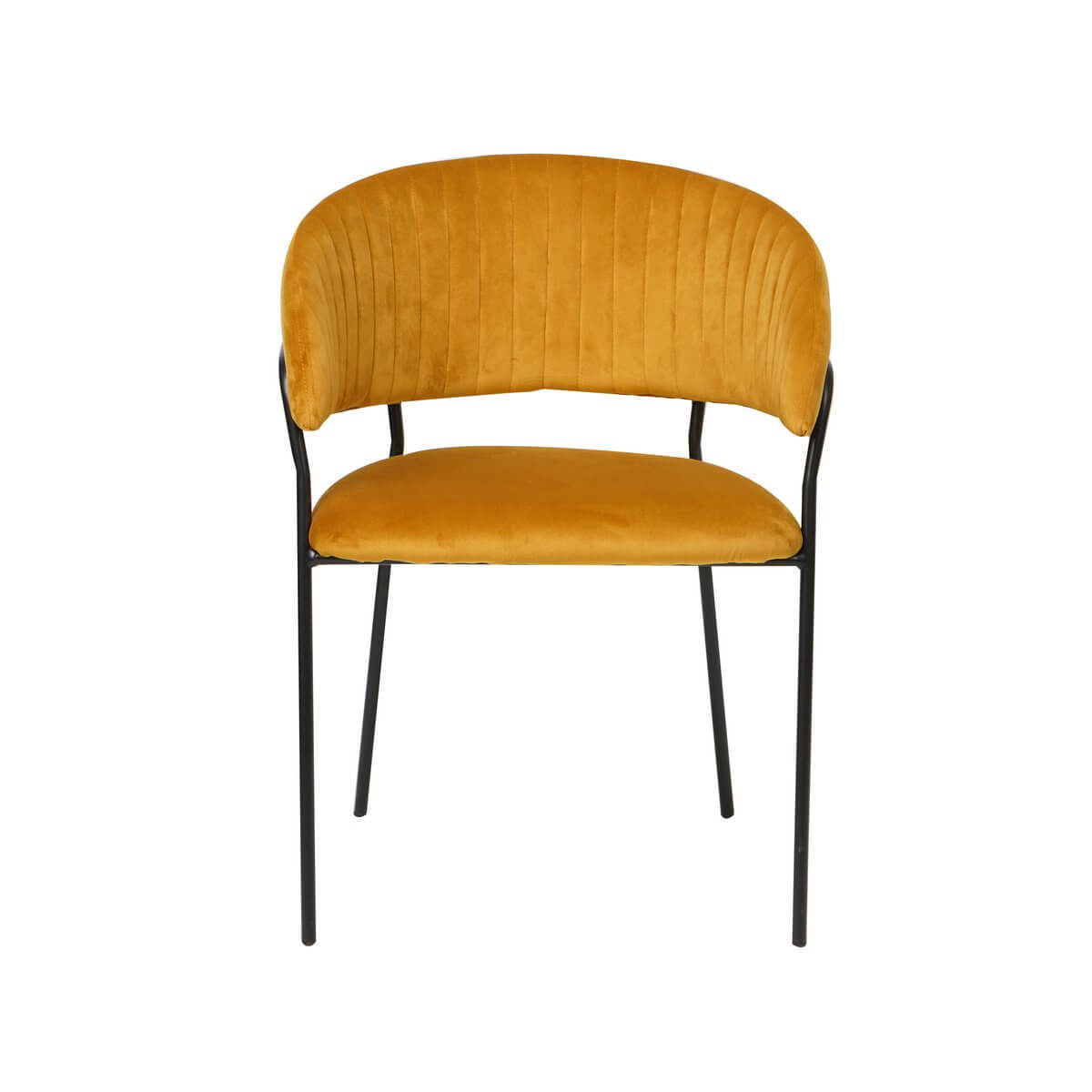 Yellow velvet chair with quilted back - SalesFever