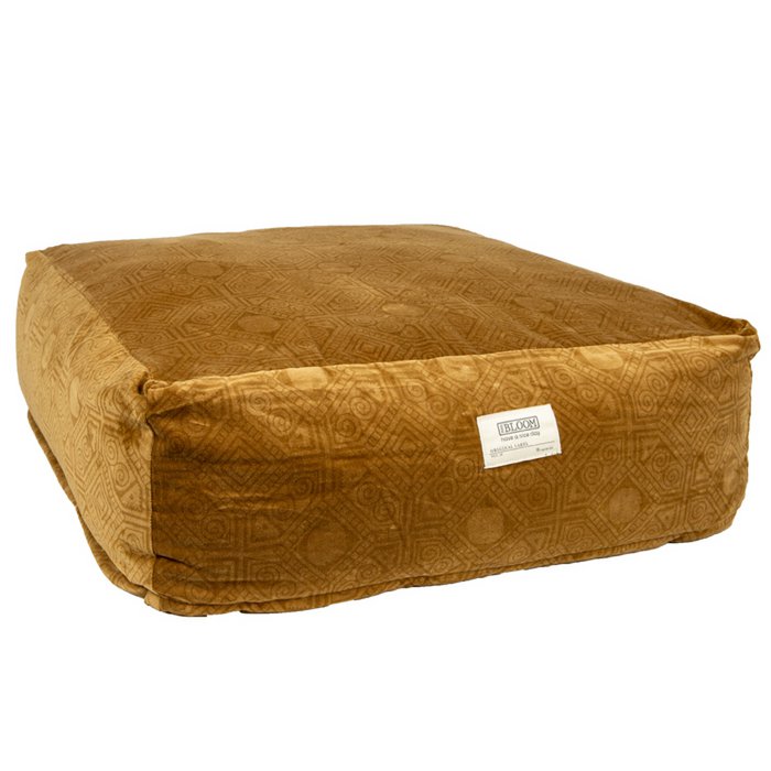 Fluwelen vloerkussen Donna mosterd 65x65x25 - MrsBLOOM - Casanovio