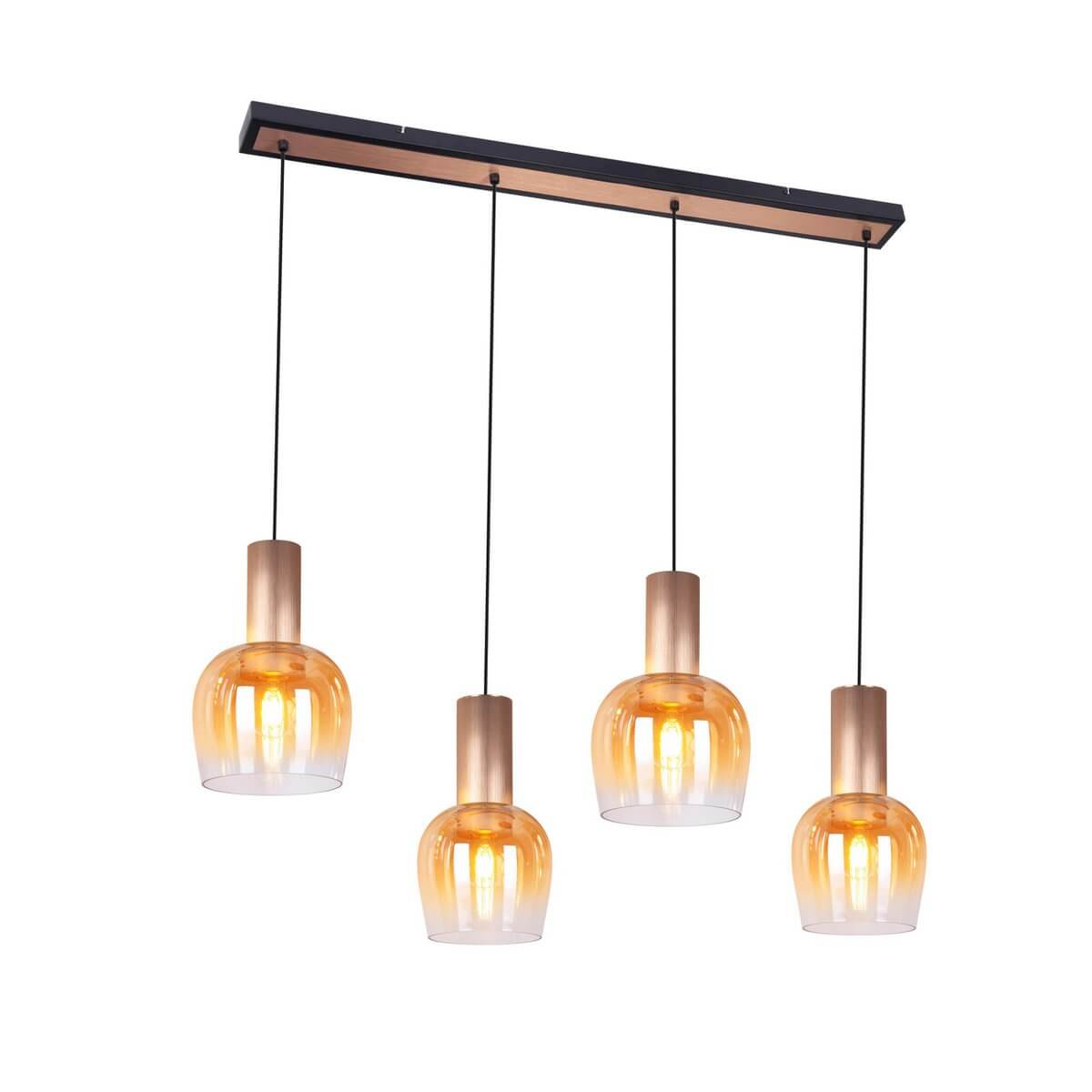 Funda 4-lichts hanglamp amberglas met messing - 111 × 23,5 × 150 cm