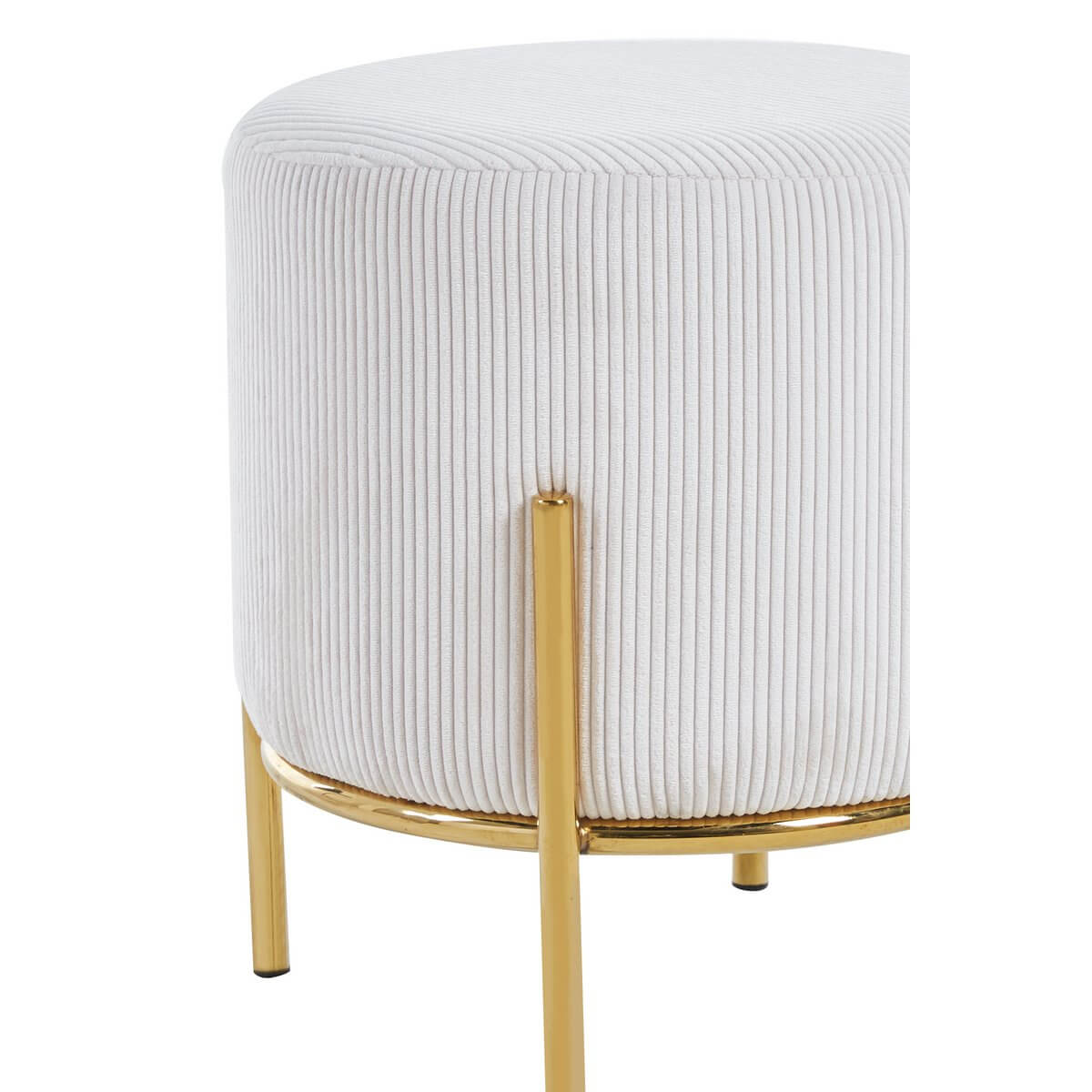 Upholstered stool Ø35 cm cord optic beige - SalesFever